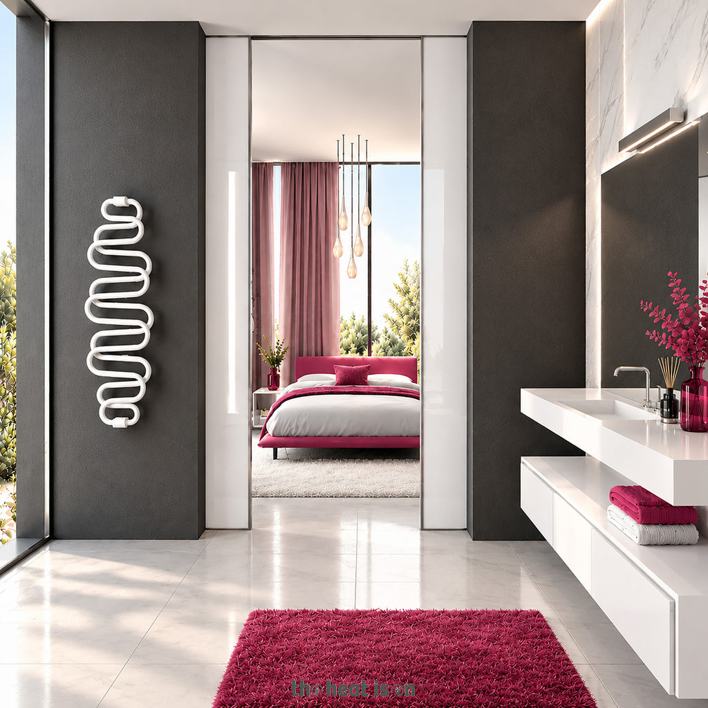 Terma PERLA E, 1360h x 500w(mm), 284w Dry Electric Towel Rail (with heating wire), RAL 9016 White (choice of finishes) (simple on/off button, no timer/no drying func.)