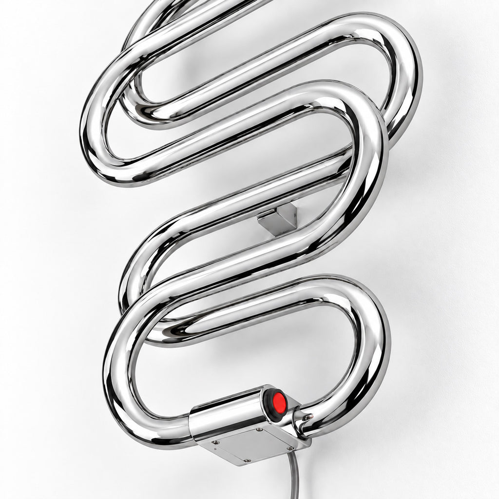 Terma PERLA E, 1760h x 600w(mm), 284w Dry Electric Towel Rail (with heating wire), Chrome (simple on/off button, no timer/no drying func.)