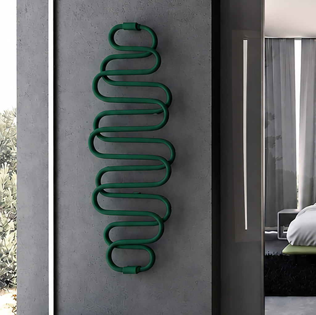 Terma PERLA E, 1760h x 600w(mm), 455w Dry Electric Towel Rail (with heating wire), RAL 6005 Moss Green (simple on/off button, no timer/no drying func.)