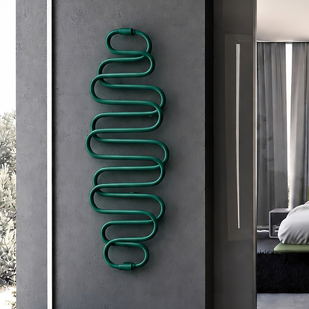 Terma PERLA E, 1760h x 600w(mm), 455w Dry Electric Towel Rail (with heating wire), RAL 6026 Opal Green (simple on/off button, no timer/no drying func.)