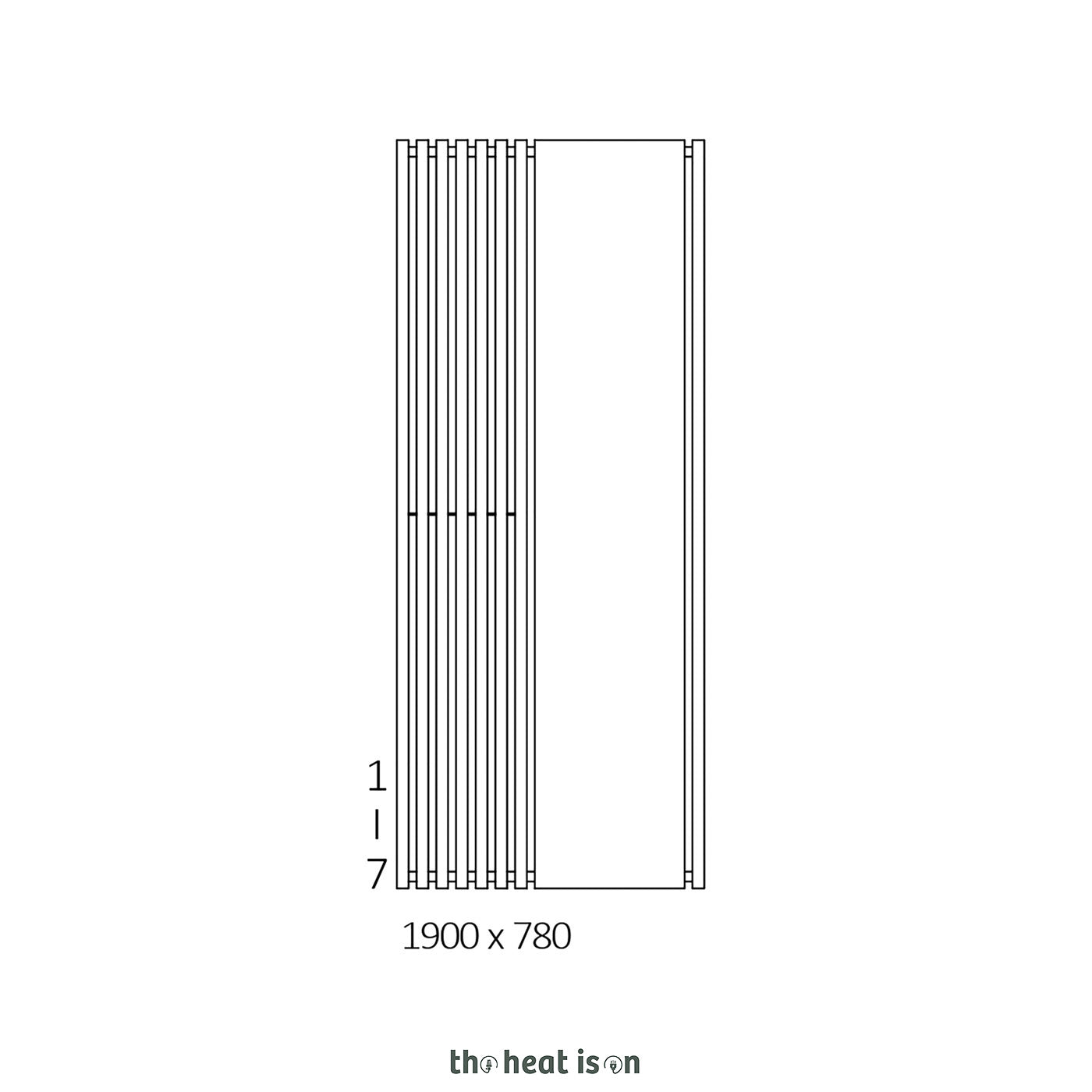 Terma TRIGA M, 1900h x 780w(mm), 3280 BTUs, Vertical Designer Radiator, RAL 5018 Matt Teal