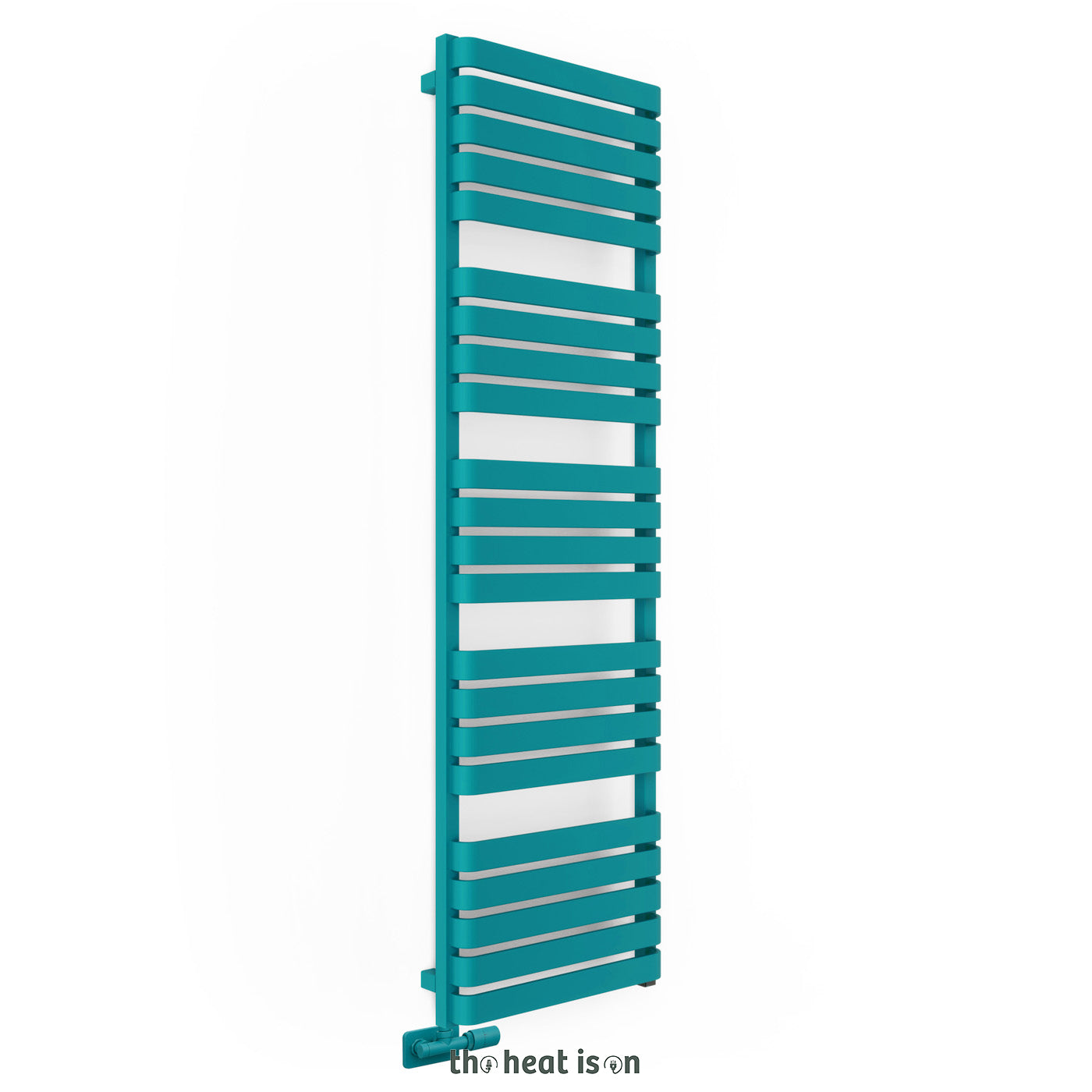 06-terma-warp-t-one-dual-fuel-towel-rail-1695Xh-x-500wmm-2887-btus-800w-matt-teal-ral-5018-with-unico-dual-fuel-valve-in-chrome-internal-one-element-45-60oc