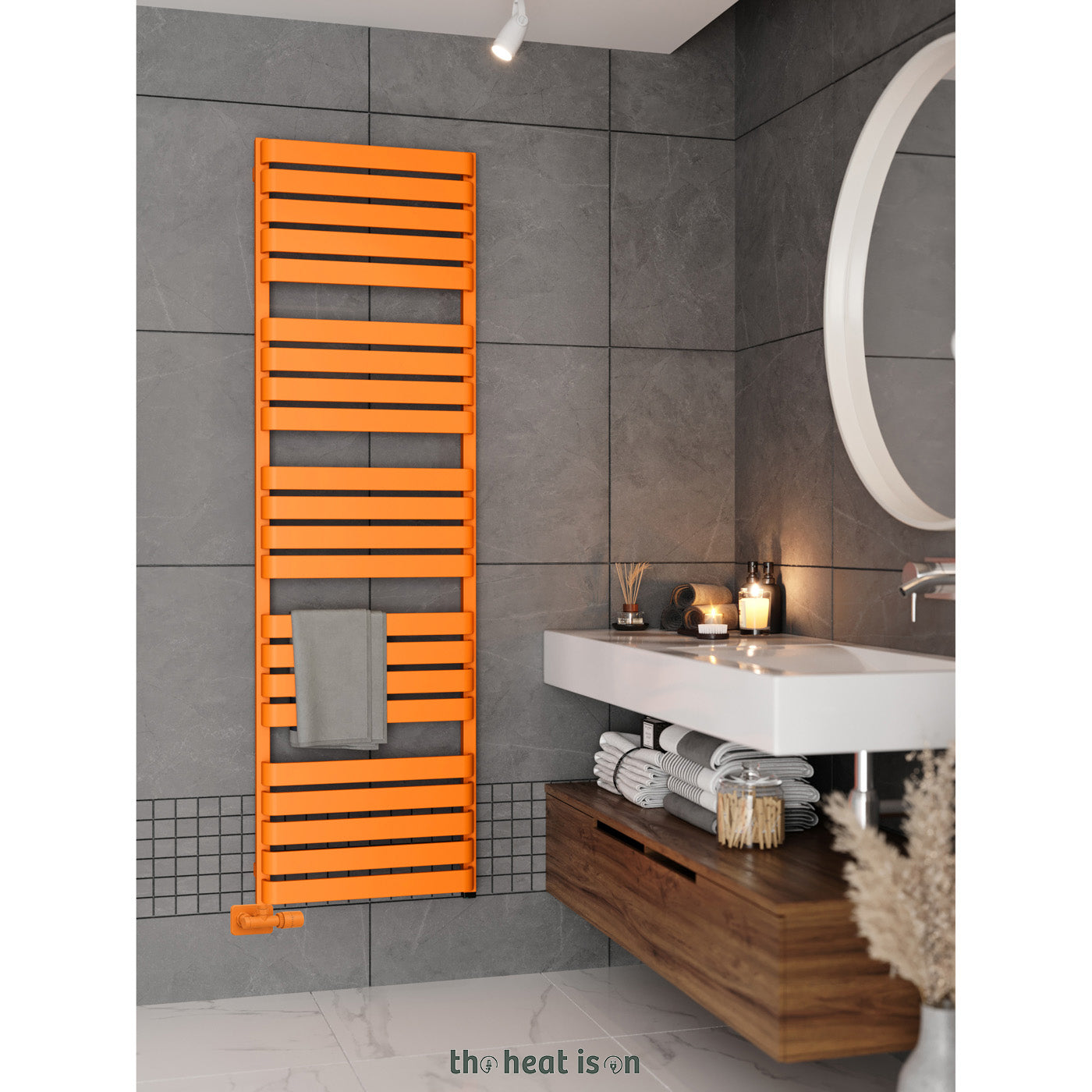 06-terma-warp-t-one-dual-fuel-towel-rail-1695h-x-500wmm-2887-btus-800w-matt-pastel-orange-ral-2003-with-unico-dual-fuel-valve-in-chrome-internal-one-element-45-60oc
