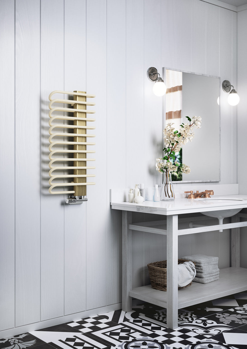 06_Terma-MICHELLE_-780h-x-400w_mm_-1245-BTUs-Heated-Towel-Rail_-Matt-Cream-_Bars_-_-Brushed-Brass-_Masking
