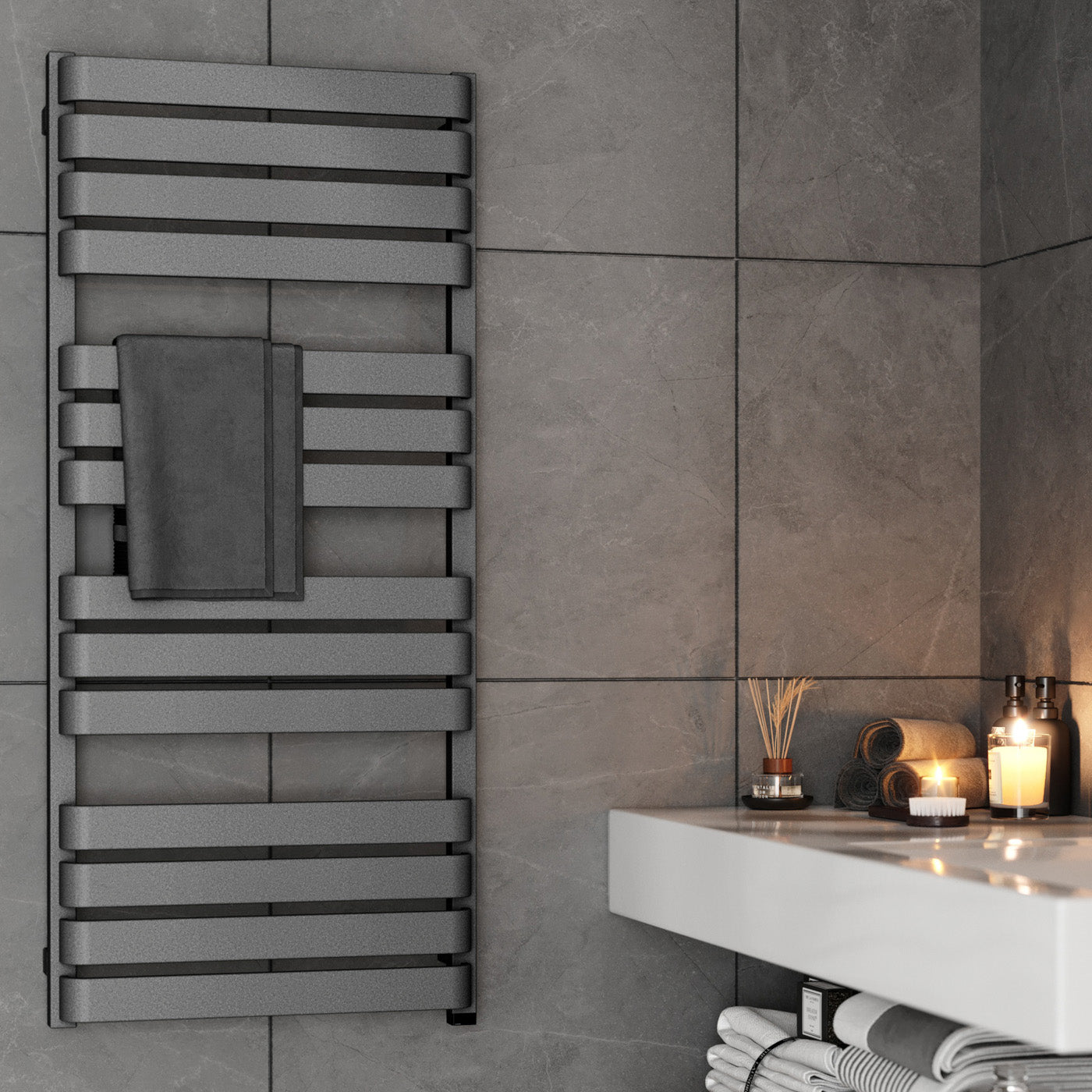 06_Terma-WARP-T-ONE-_internalised-element-45_60-deg._-1110h-x-500w_mm_-600w-Electric-Towel-Rail_-Textured-Salt-n-Pepper-Grey