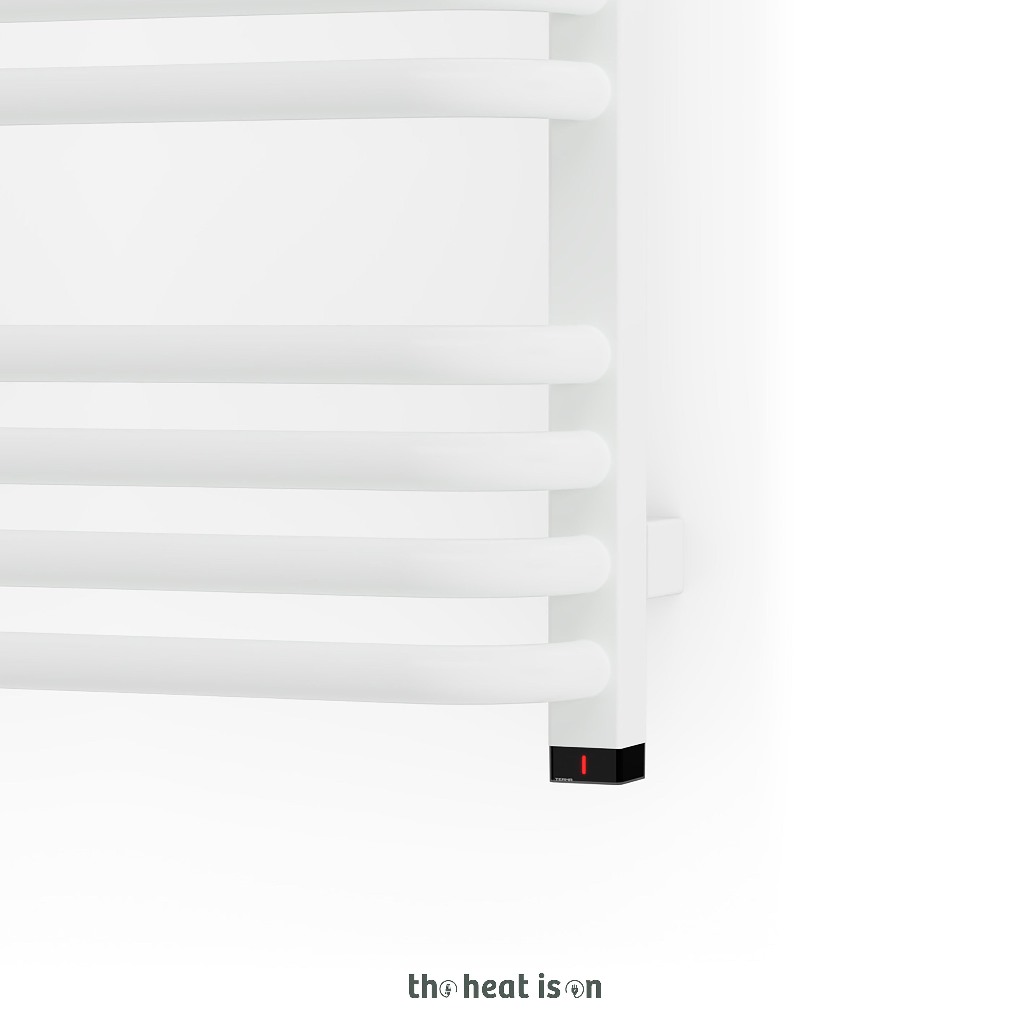 Terma ALEX ONE Dual Fuel Towel Rail, 760h x 500w(mm), 1406 BTUs/400w, Matt White RAL 9016 (with UNICO Dual Fuel Valve in Soft Matt White & Internal ONE Element (manual/optional IR controllable), 45/60°c)