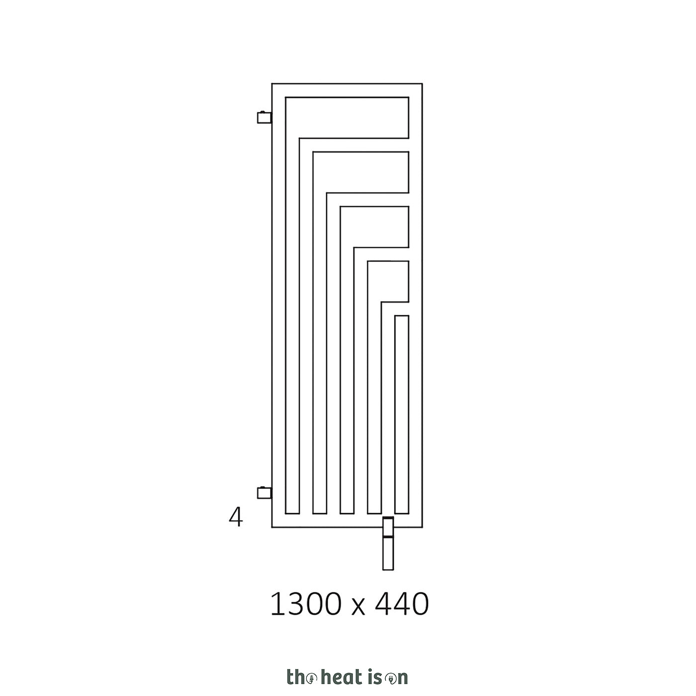 Terma ANGUS DW, 1300h x 440w(mm), 1901 BTUs, Vertical Designer Radiator, Metallic Black