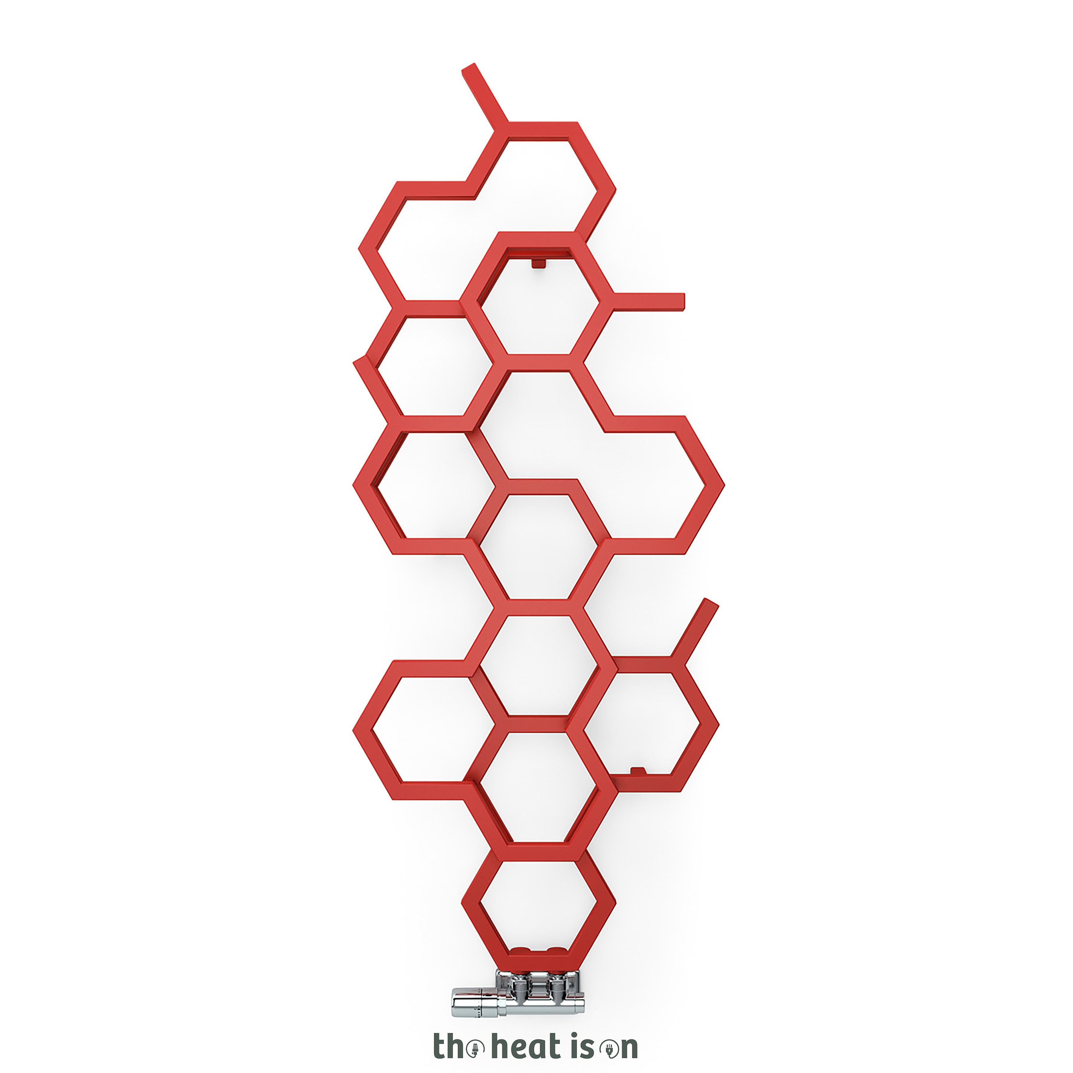 Terma HEX, 1220h x 486w(mm), 1181 BTUs Vertical Designer Radiator, RAL 3028 Matt Pure Red