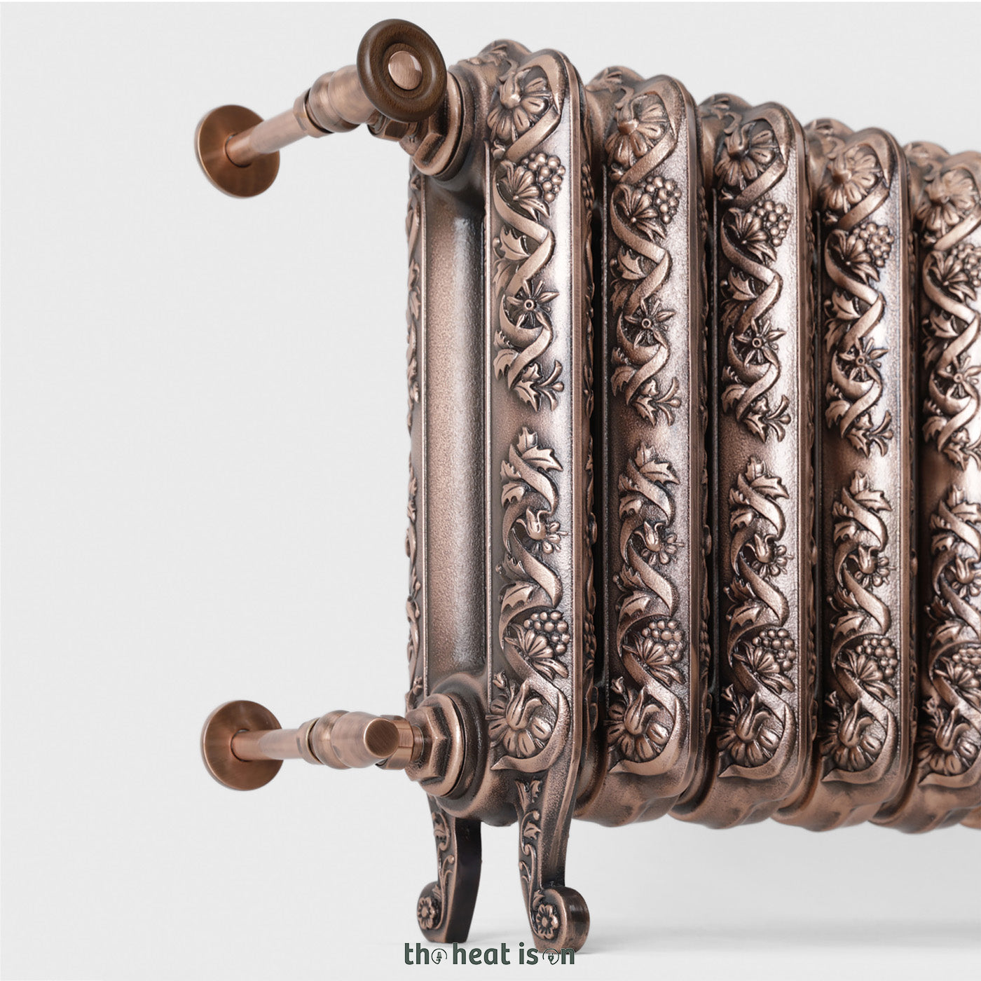 Terma KASZUB, 520h x 852w(mm), 3276 BTUs, Floorstanding Horizontal Cast Iron Radiator, 10 sections, Galvanic Copper