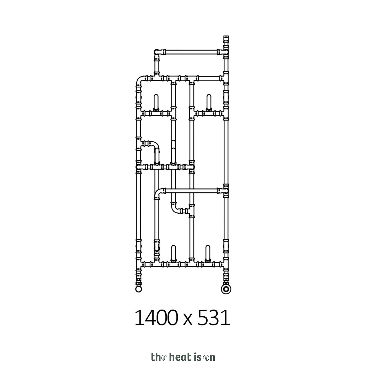 Terma PAJAK, 1400h x 531w(mm), 1447 BTUs, Vertical Designer Radiator, Raw Copper