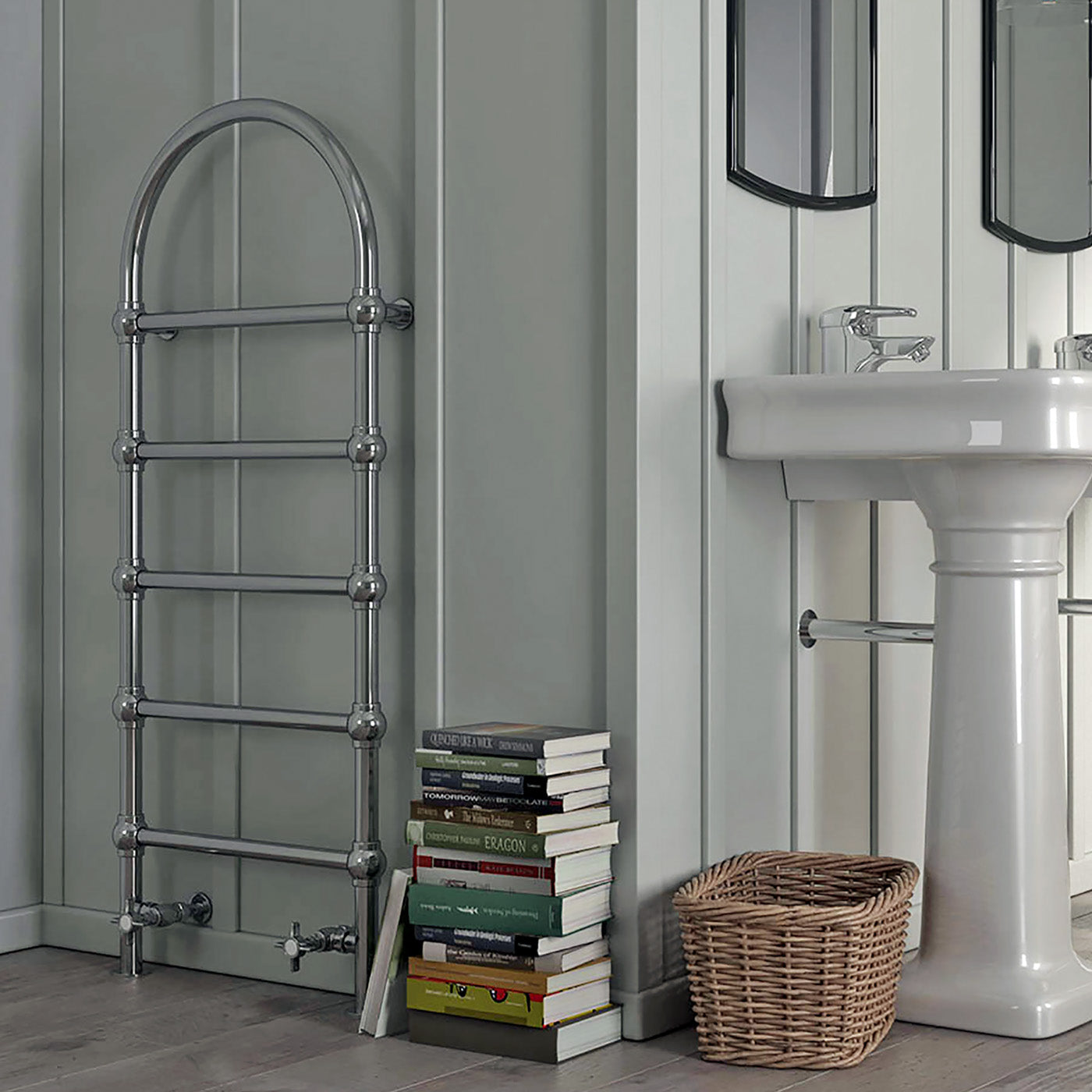 Terma RETRO S, 1245h x 504w(mm), 966 BTUs, Heated Towel Rail, Chrome