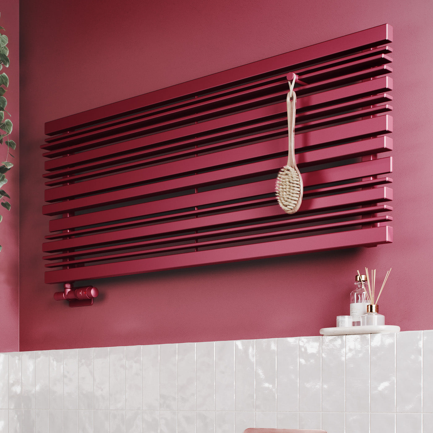 Terma SHERWOOD H, 540h x 1600w(mm), 3607 BTUs Horizontal Designer Radiator, Red Wine (premium wet paint)