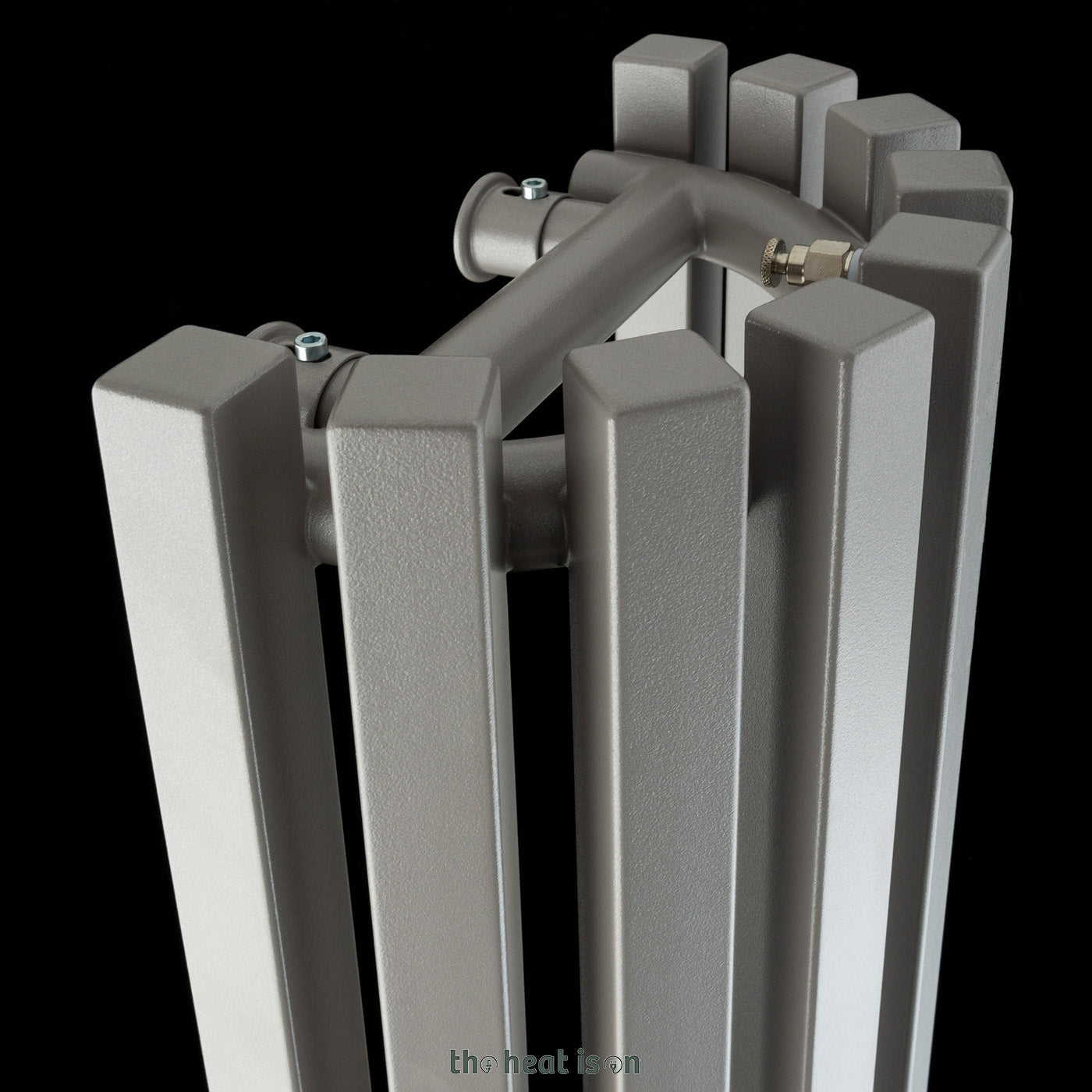 Terma TRIGA AN, 1900h x 280w(mm), 3590 BTUs Half Round Vertical Designer Radiator, Metallic Beige (aka Taupe Grey)