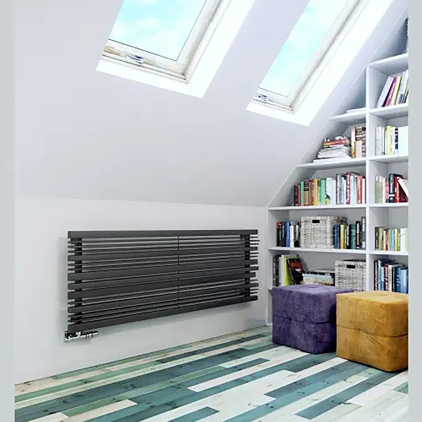 Terma SHERWOOD H, 540h x 1600w(mm), 3607 BTUs, Horizontal Designer Radiator, Metallic Grey