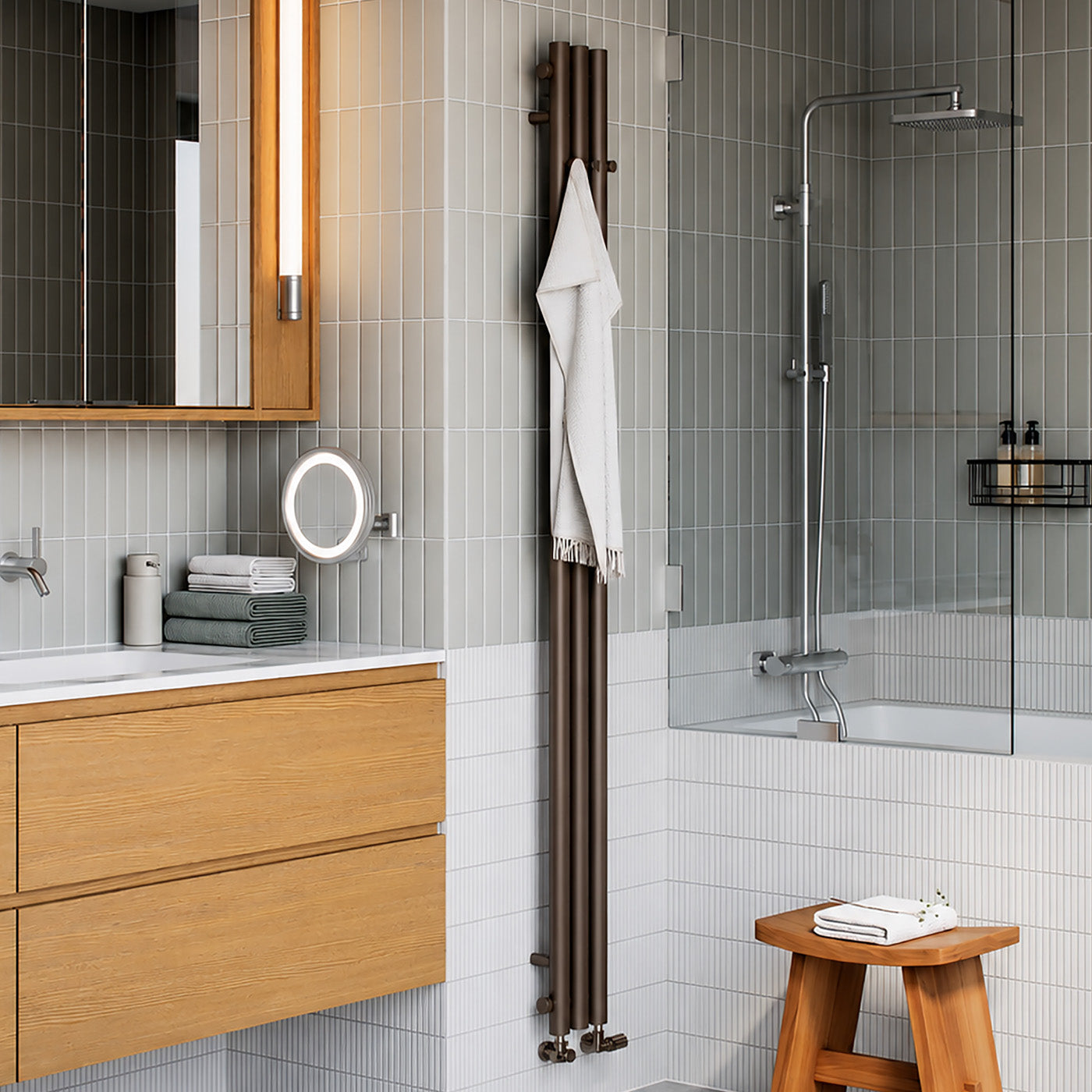 Terma ROLO HANGER, 1800h x 150w(mm), 1213 BTUs Vertical Radiator, Dark Bronze