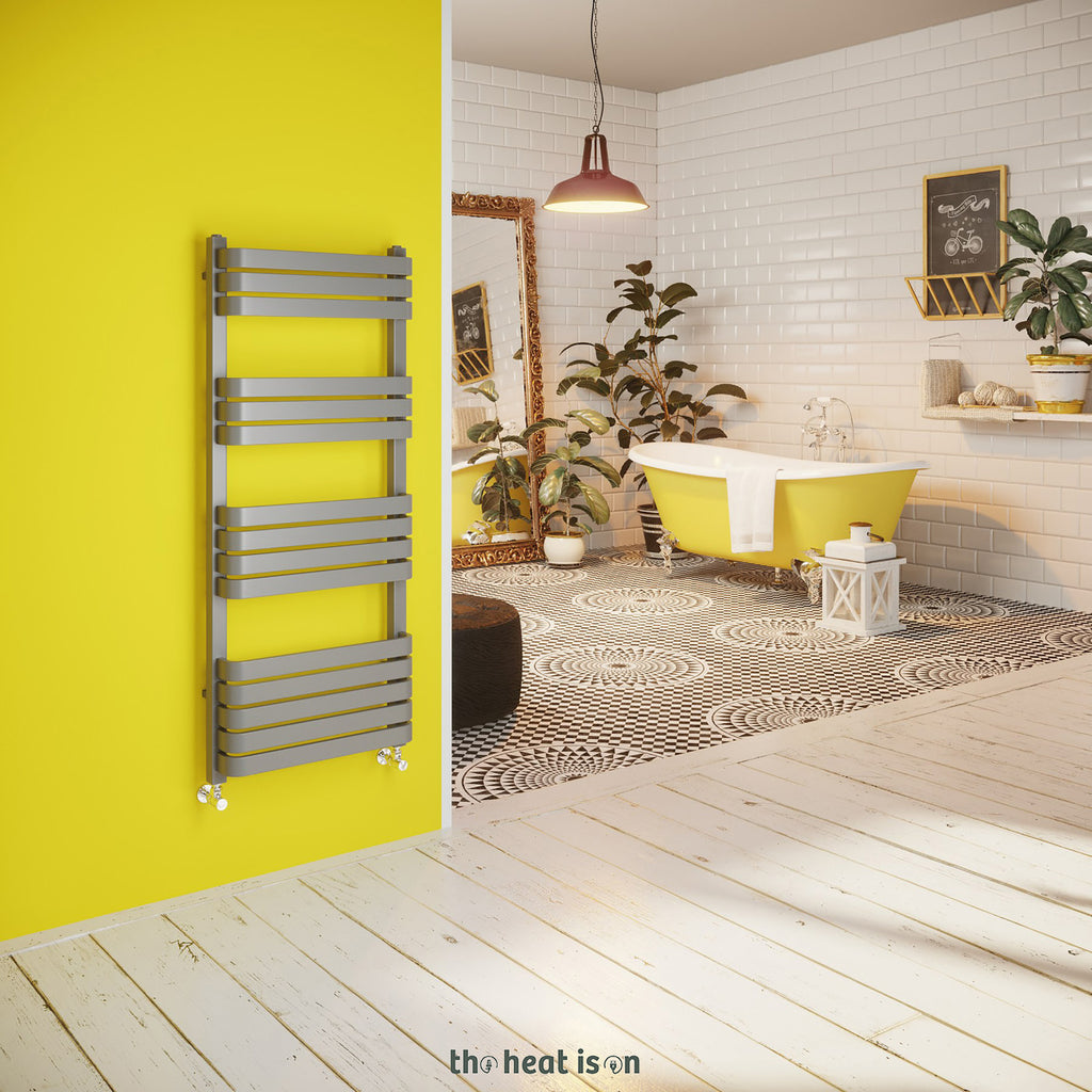 DQ TESORO, 1200h x 500w(mm), 2678 BTUs Heated Towel Rail, Inifintiy Steel (Metallic PVD Finish)