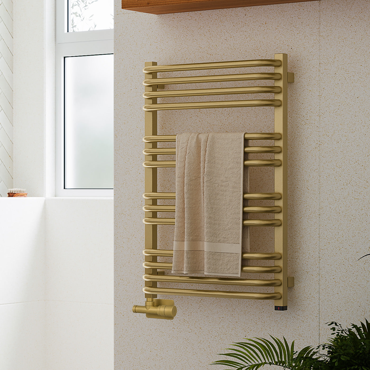 07-terma-alex-one-dual-fuel-towel-rail-760h-x-500wmm-1406-btus-400w-brass-premium-wet-paint-with-unico-dual-fuel-valve-in-chrome-internal-one-element-45-60oc