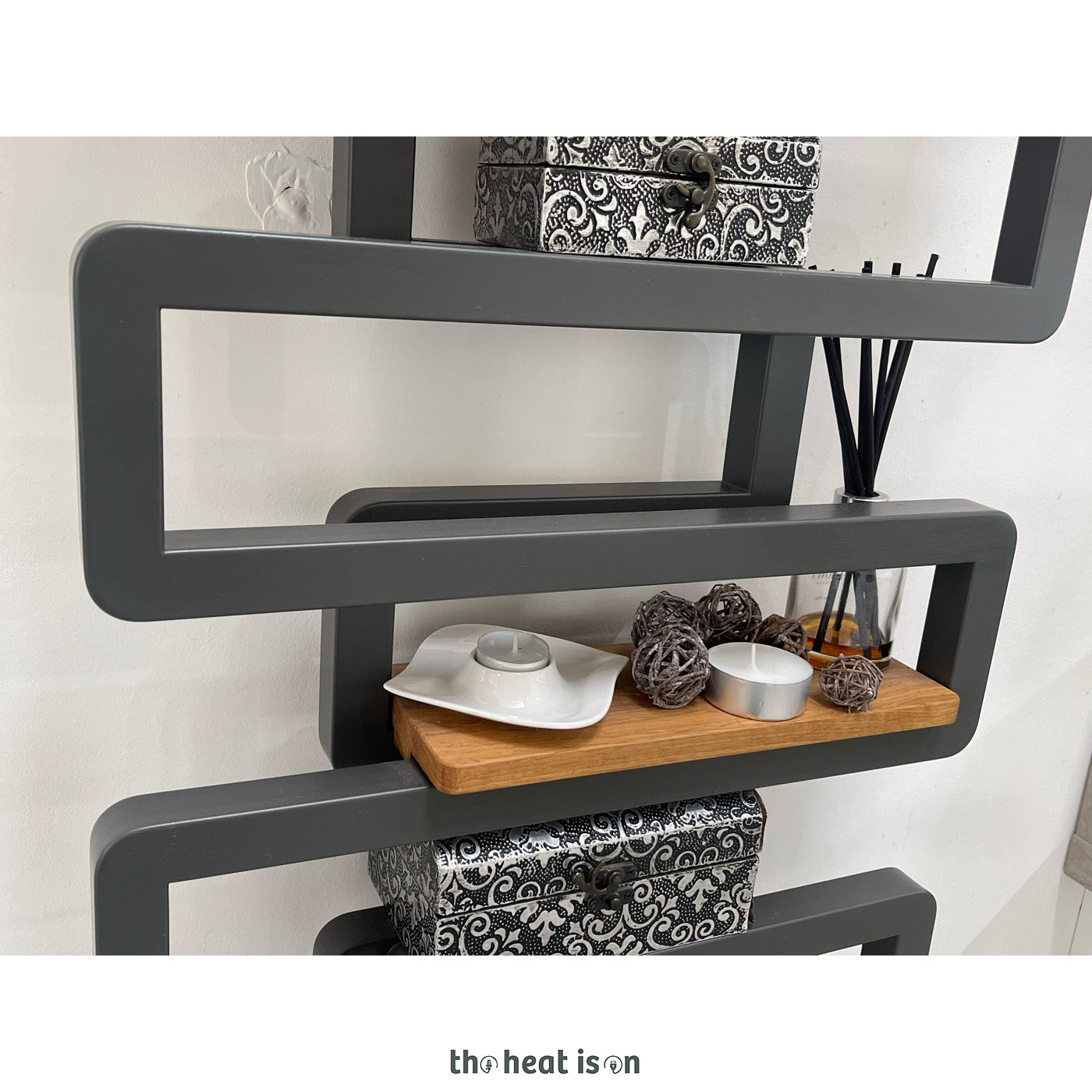 Terma BOOKIE, 1655h x 500w(mm), 2976 BTUs, Heated Towel Rail, RAL 7022 Matt Umbra Grey