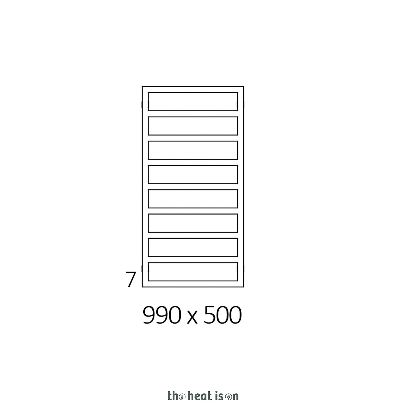 Terma GRID, 990h x 500w(mm), 1351 BTUs Heated Towel Rail, 50mm Central Connections, Super Matt Soft RAL 9005  Black