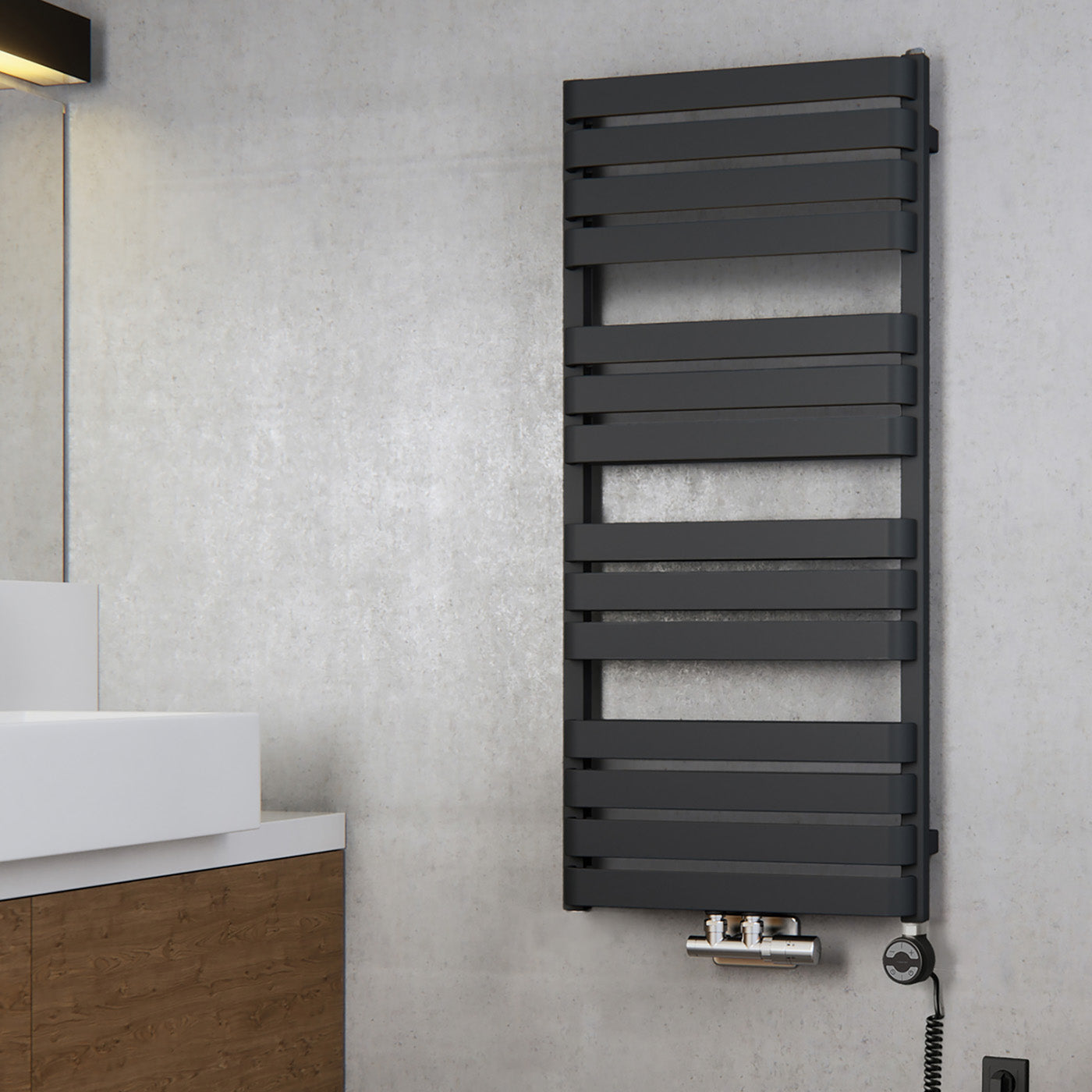 07-terma-warp-t-dual-fuel-towel-rail-1110h-x-500wmm-50mm-connections-1887-btus-600w-matt-black-ral-9005-with-twins-valves-in-chrome-moa-in-black-30-60oc