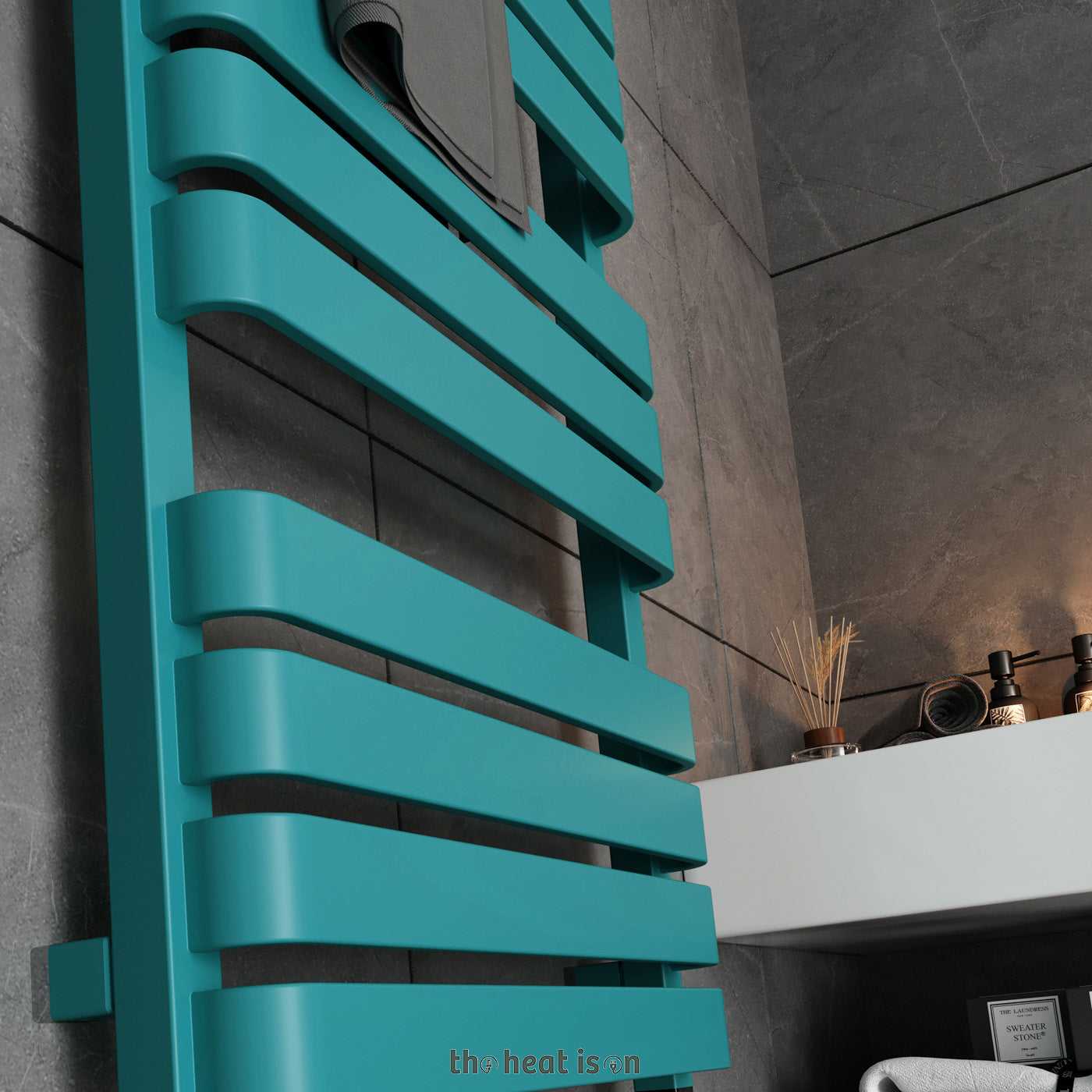 07-terma-warp-t-one-dual-fuel-towel-rail-1110h-x-500wmm-1887-btus-600w-matt-teal-ral-5018-with-unico-dual-fuel-valve-in-chrome-internal-one-element-45-60oc