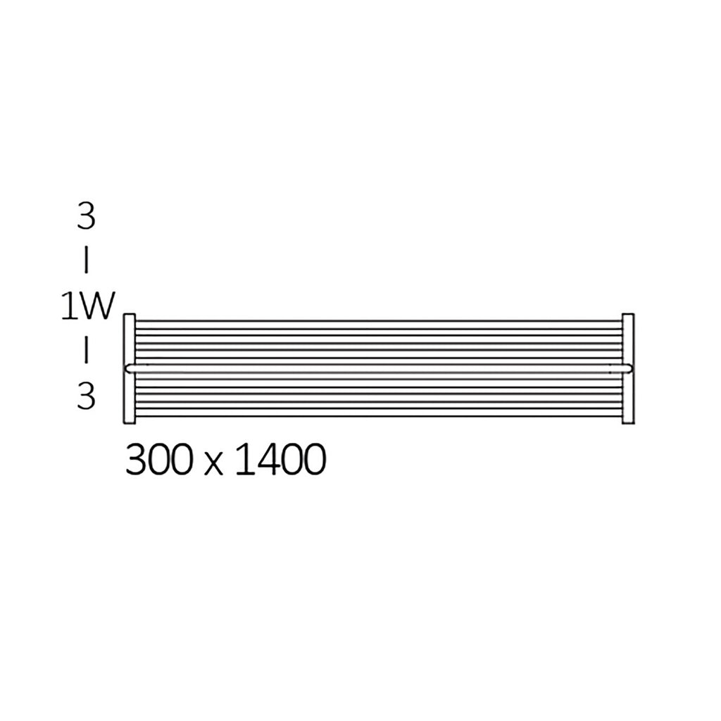 Terma LIMA, 300h x 1400w(mm), 1381 BTUs Heated Towel Rail, Brass (premium wet paint)