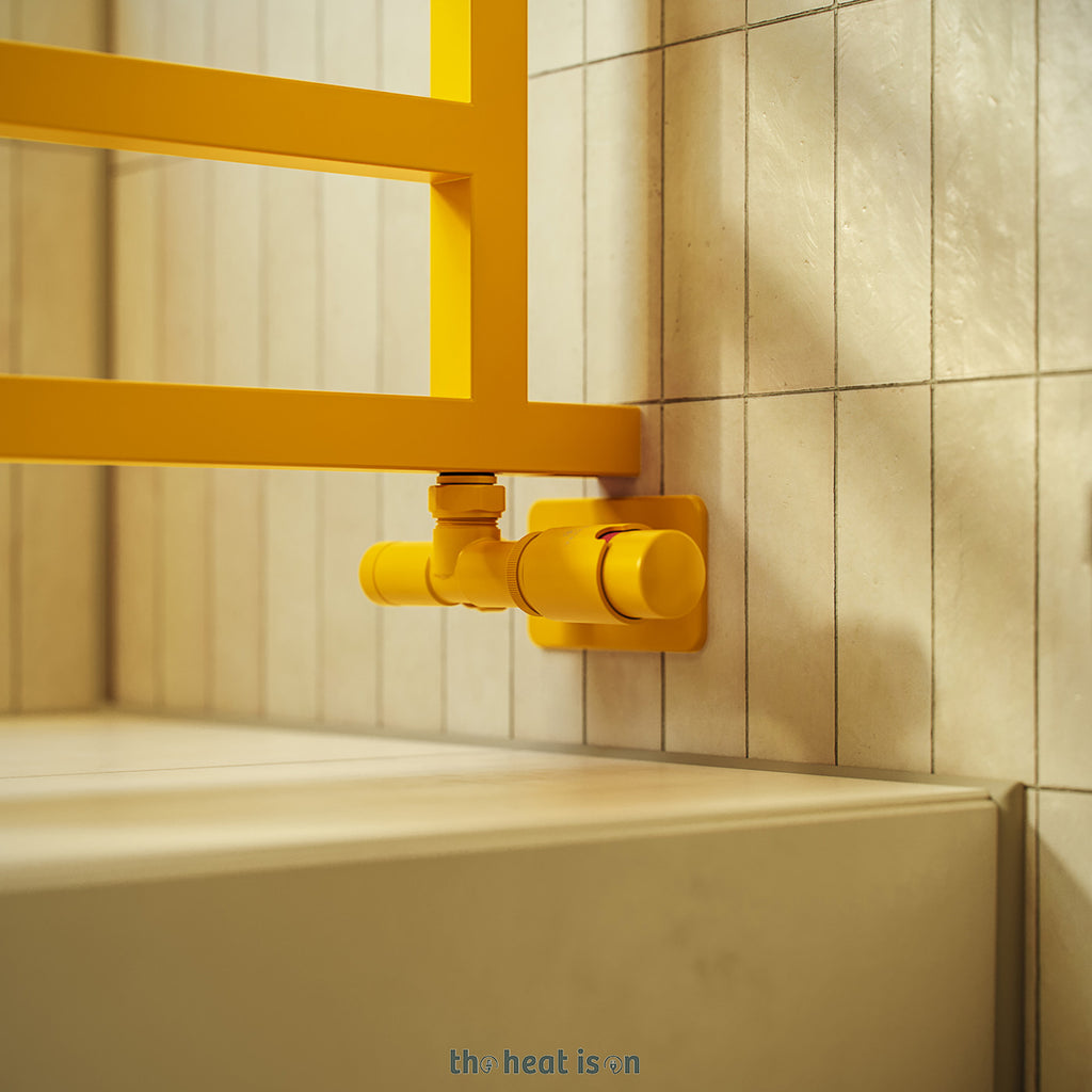 07-thermostatic-50mm-radiator-valves-trvs-with-immersion-tube-for-dual-fuel-or-single-entry-point-radiator-pipe-masking-RAL-1003-matt-signal-yellow-right-sided-angled-unico