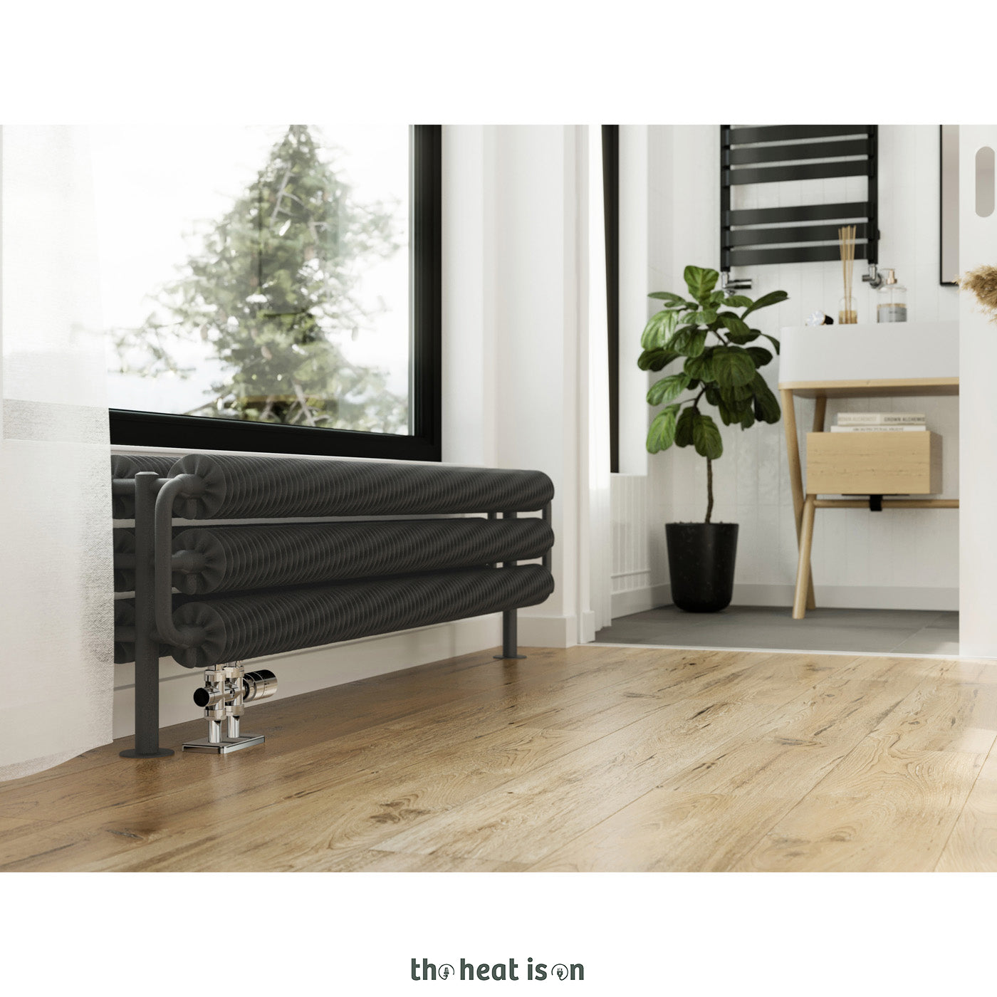 Terma RIBBON HSD, 290h x 1540w(mm), 4115 BTUs Designer Radiator, Metallic Grey