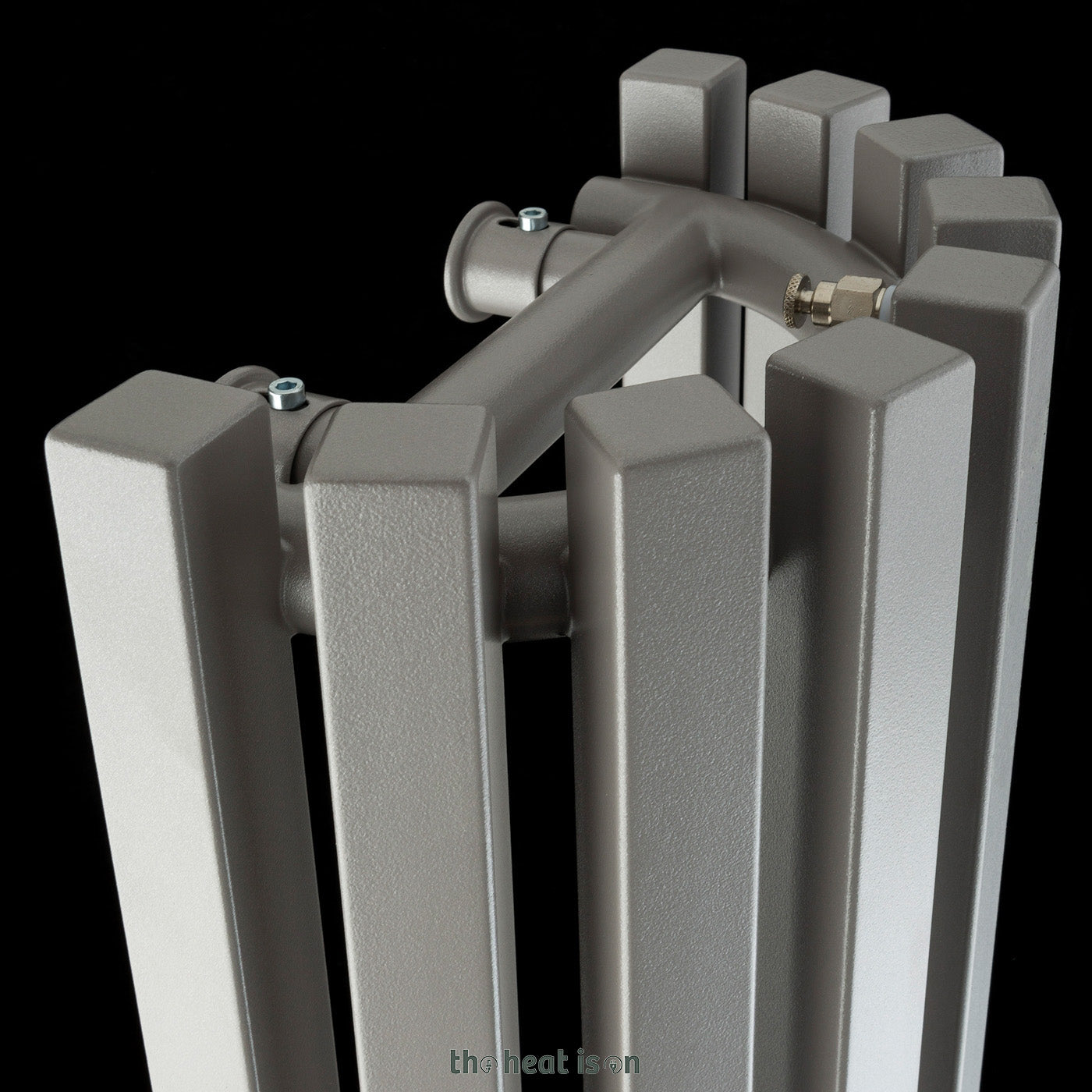 Terma TRIGA AN, 1900h x 280w(mm), 3590 BTUs Half Round Vertical Designer Radiator, Metallic Beige (aka Taupe Grey)