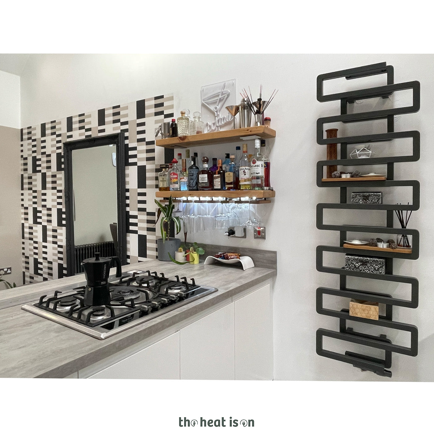 Terma BOOKIE, 1655h x 500w(mm), 2976 BTUs, Heated Towel Rail, RAL 7022 Matt Umbra Grey