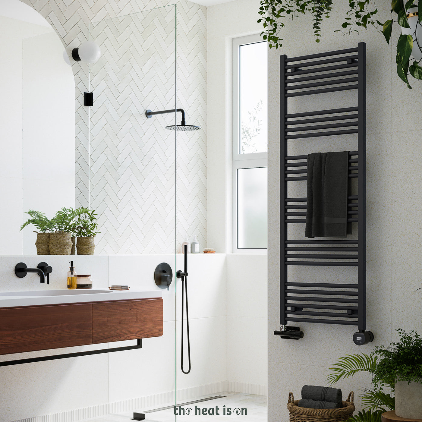 08-terma-fiona-dual-fuel-towel-rail-1380h-x-500wmm-2003-btus-600w-matt-black-ral-9005-with-unico-dual-fuel-valve-in-soft-black-veo-black-black-wi-fi-element-30-60oc