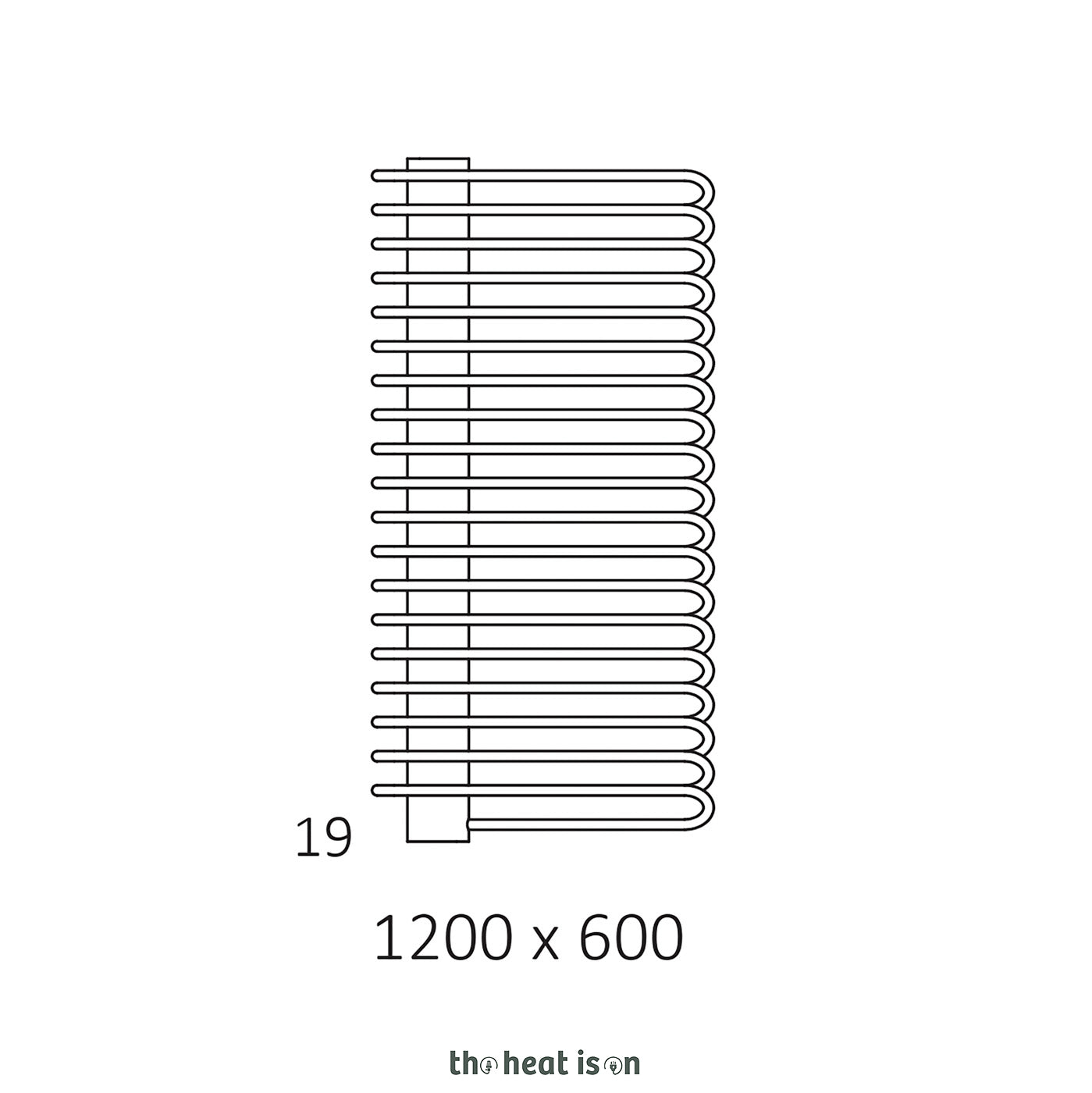 Terma MICHELLE, 1200h x 600w(mm), 2018 BTUs, Heated Towel Rail, Salt n Pepper (Bars) / RAL 5018 Teal (Masking)