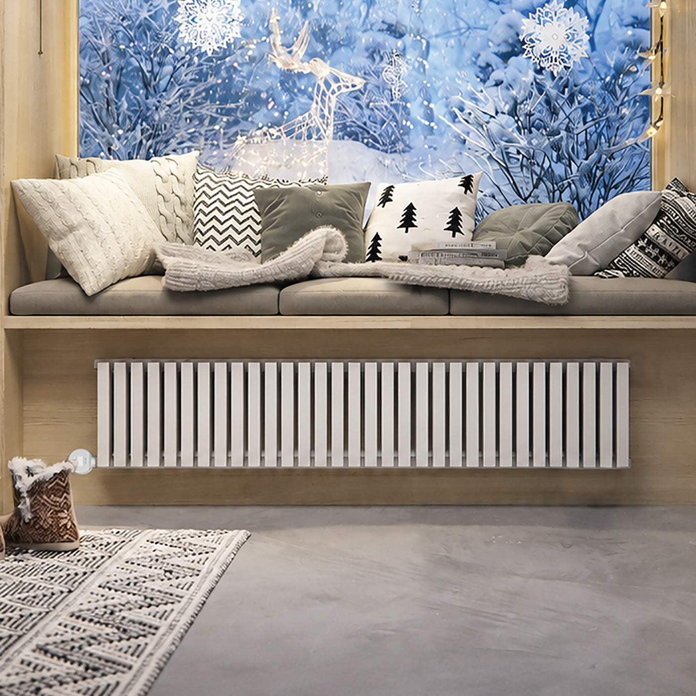 Terma NEMO E, 300h x 1455w(mm), 0.8 Kw Electric Radiator, RAL 9016 Matt White (wi-fi controlled with VEO Element, 15-28 oC)