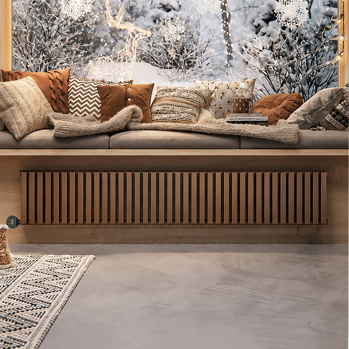 Terma NEMO E, 300h x 1725w(mm), 1.0 Kw Electric Radiator, Bright Copper (wi-fi controlled with VEO Element, 15-28 oC)
