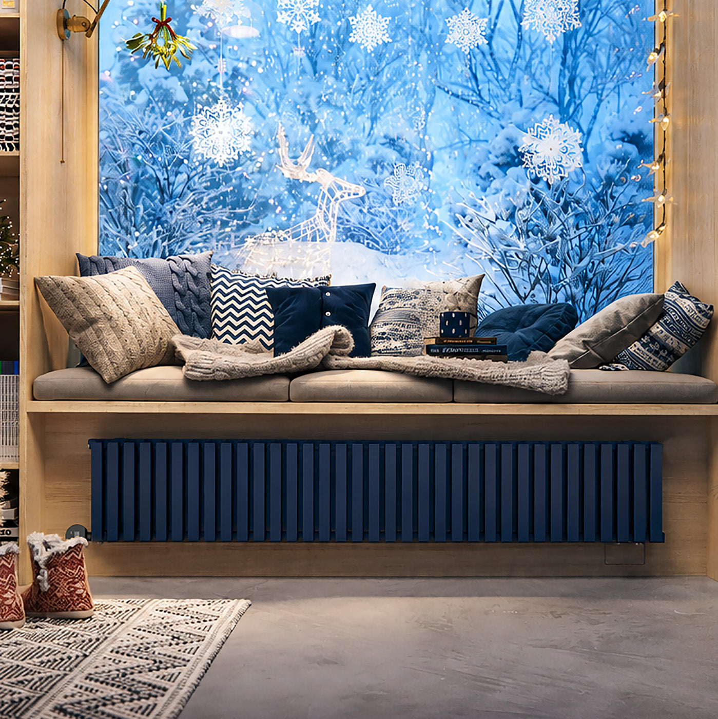 Terma NEMO E, 300h x 1725w(mm), 1.0 Kw Electric Radiator, Denim Blue (wi-fi controlled with VEO Element, 15-28 oC)