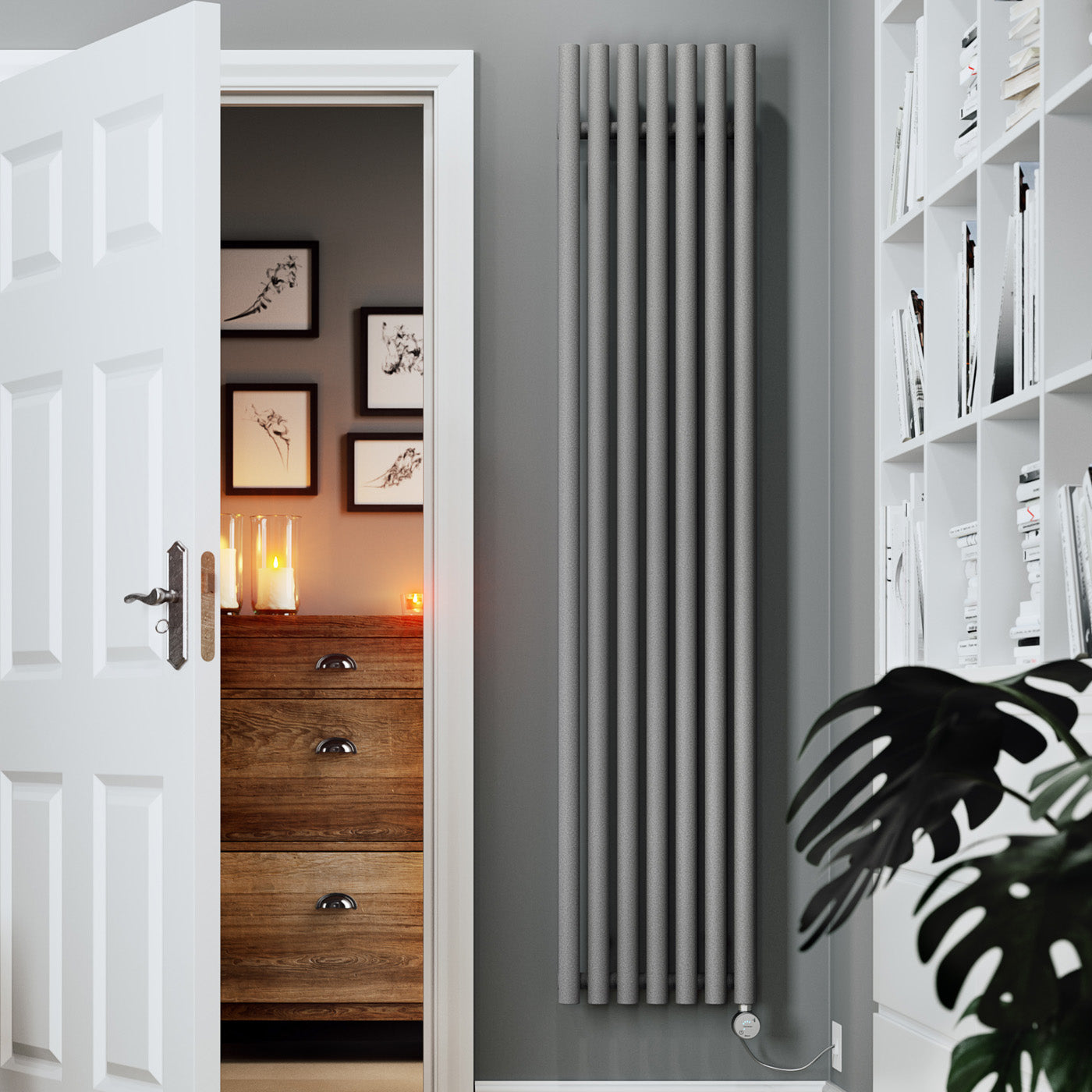 08_Terma-ROLO-ROOM-E-_Bluetooth_-1800h-x-370w_mm_-0.8-Kw-Electric-Radiator_-Textured-Salt-n-Pepper-Grey