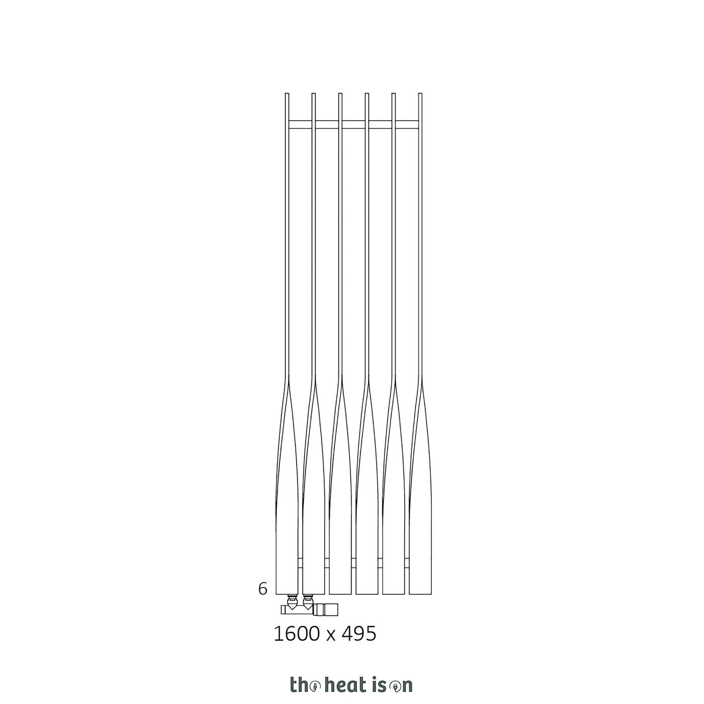 Terma CYKLON V, 1600h x 495w(mm), 2883 BTUs, Vertical Designer Radiator, Metallic Red