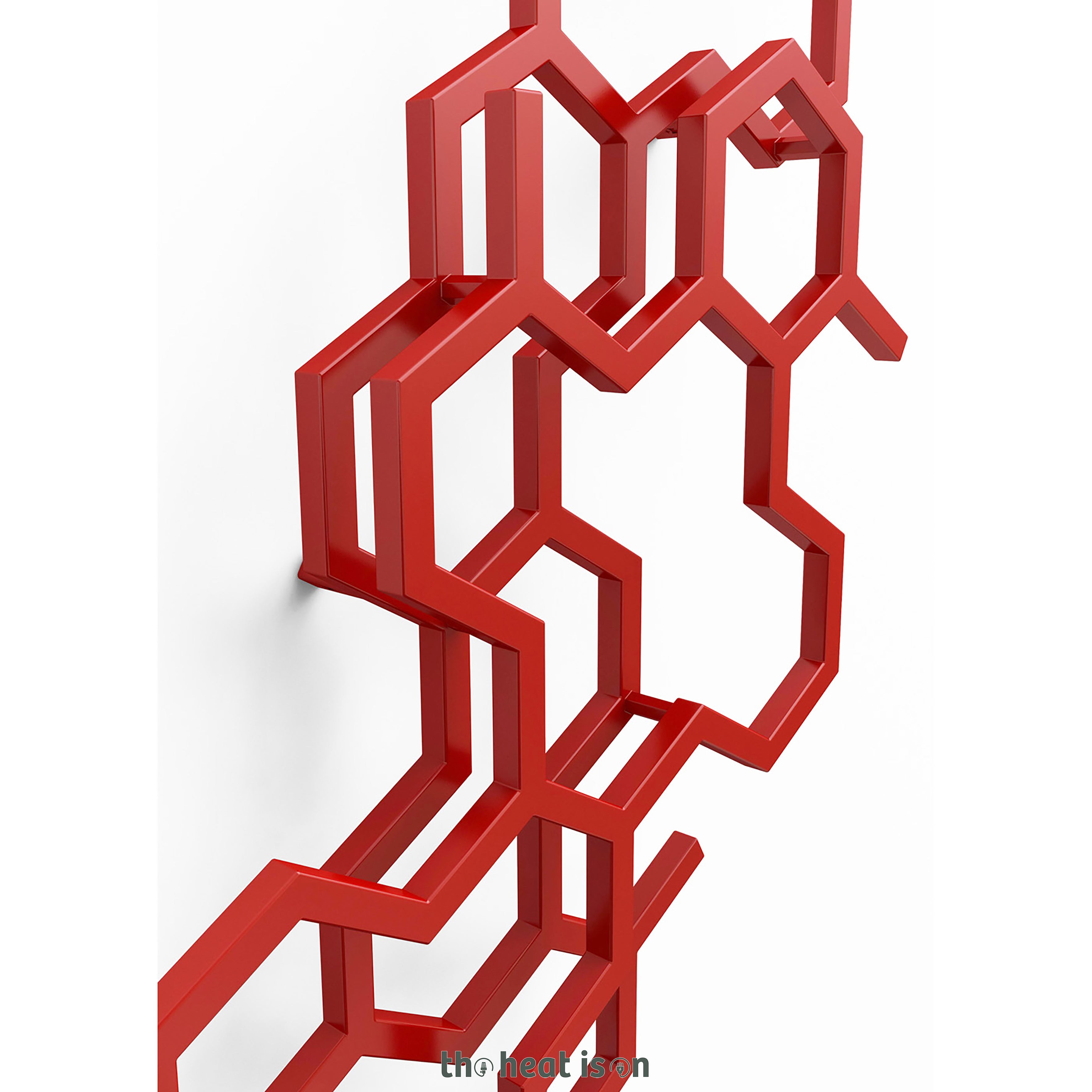 Terma HEX, 1220h x 486w(mm), 1181 BTUs Vertical Designer Radiator, RAL 3028 Matt Pure Red