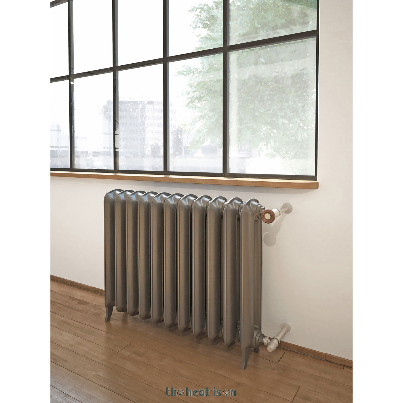 Terma PLAIN 2 COL, 620h x 852w(mm), 3497 BTUs Horizontal Cast Iron Radiator, Raw Metal