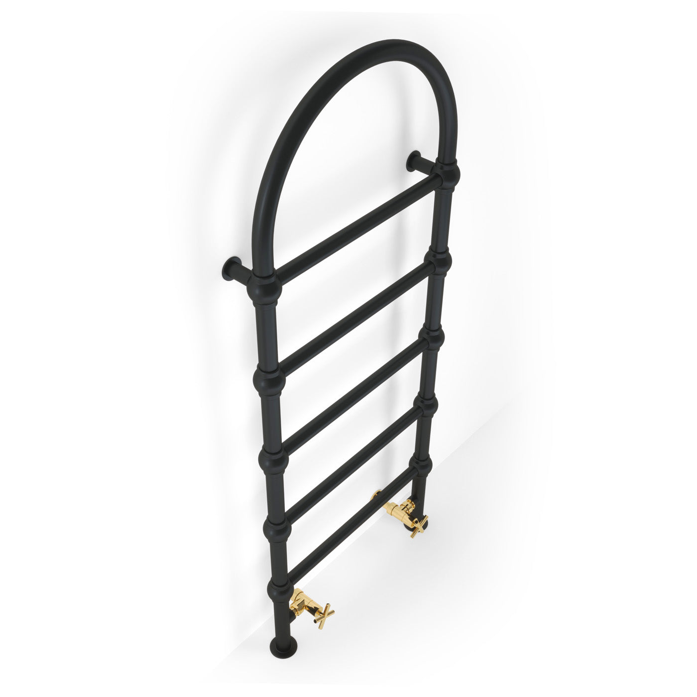 Terma RETRO S, 1245h x 504w(mm), 966 BTUs Heated Towel Rail, RAL 9005 Soft Matt Black