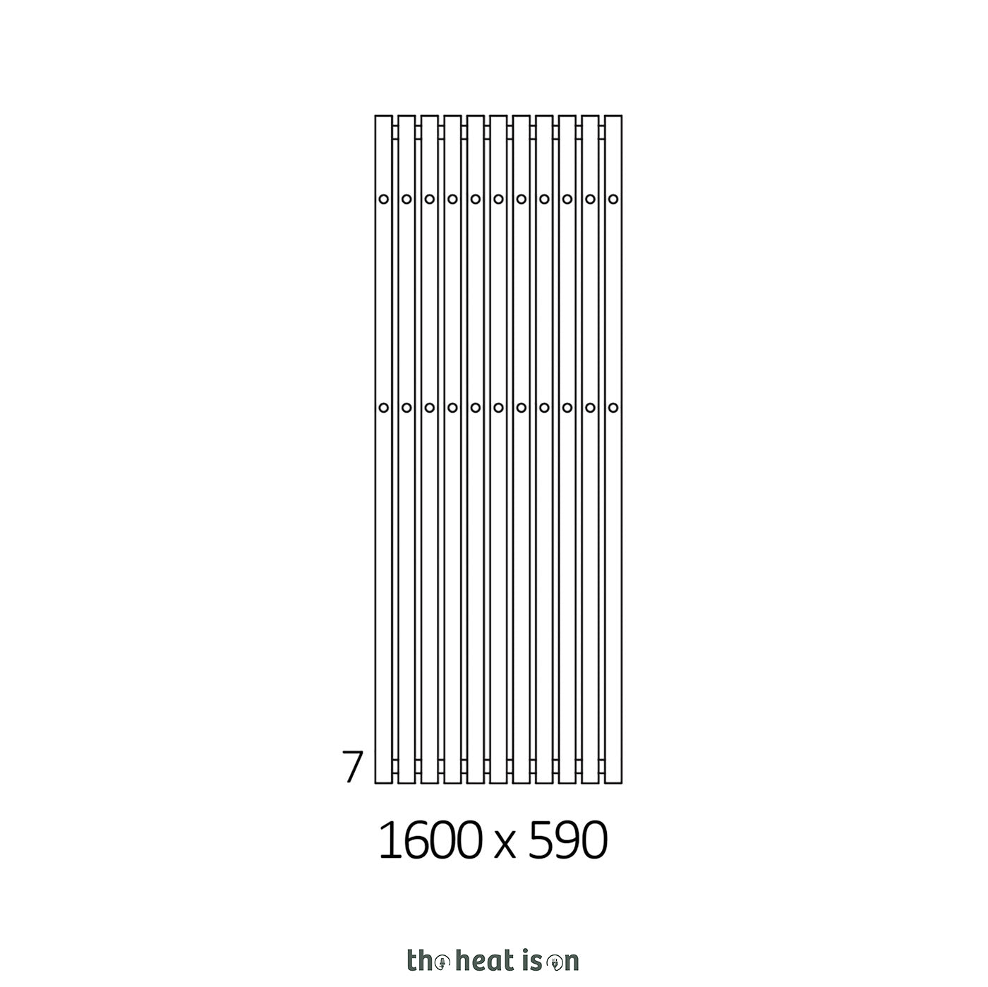 Terma ROLO HANGER (Double Hanger Rows), 1600h x 590w(mm), 3876 BTUs, Vertical Designer Radiator, RAL 7004 Matt Signal Grey
