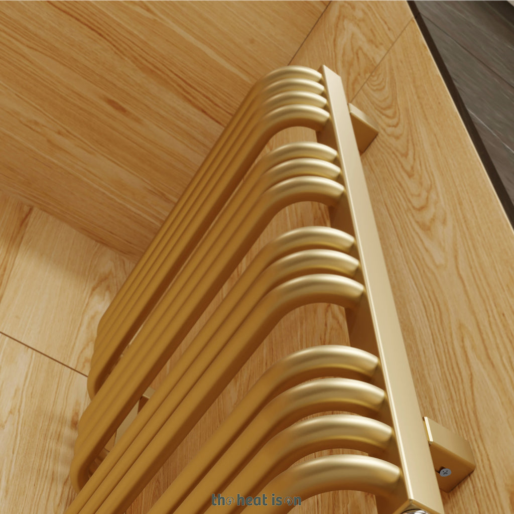 Terma ALEX Dual Fuel Towel Rail, 1580h x 500w(mm), 2706 BTUs/ 800w, Brass (premium wet paint) (with INTEGRA 3 Axis Dual Fuel Valve in Brass & MOA Wi-Fi Element in Brass 30-60¡c)