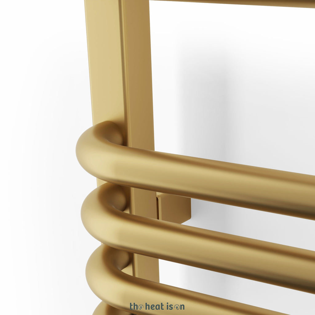 Terma ALEX Dual Fuel Towel Rail, 760h x 500w(mm), 1406 BTUs/ 400w, Brass (premium wet paint) (with INTEGRA 3 Axis Dual Fuel Valve in Brass & MOA Wi-Fi Element in Brass 30-60¡c)