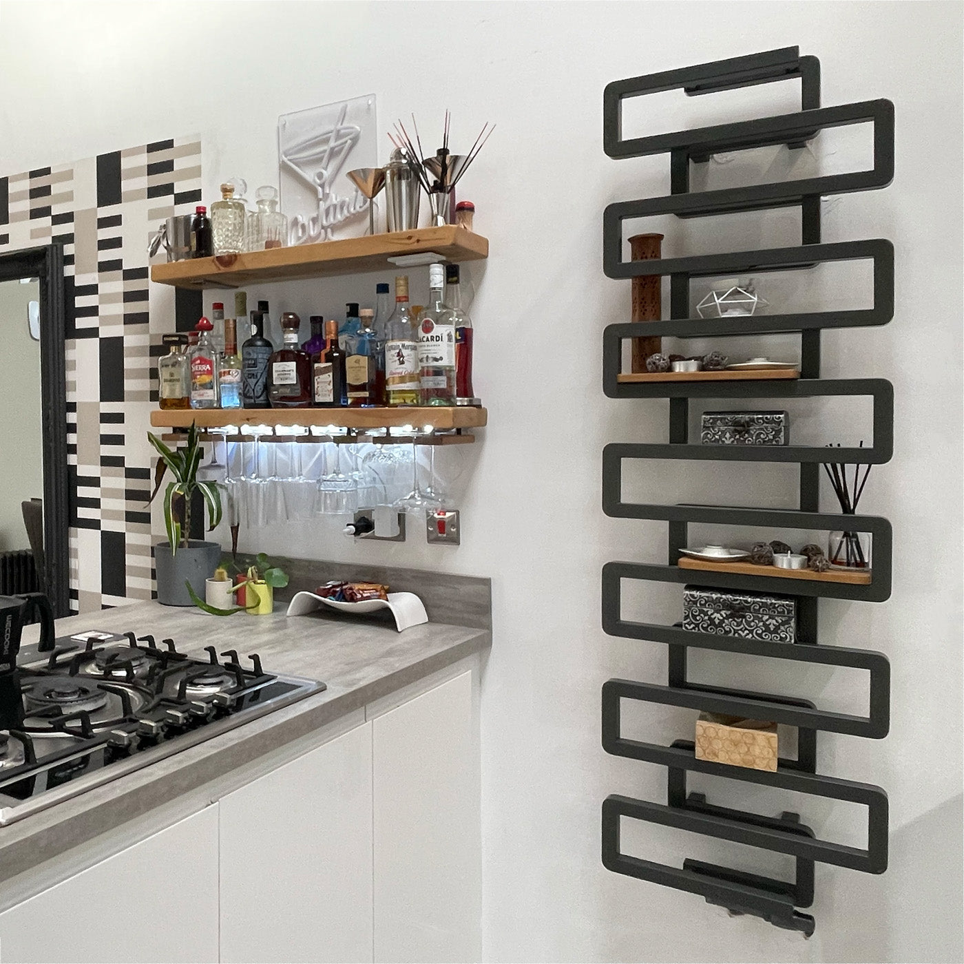 Terma BOOKIE, 1655h x 500w(mm), 2976 BTUs, Heated Towel Rail, RAL 7022 Matt Umbra Grey