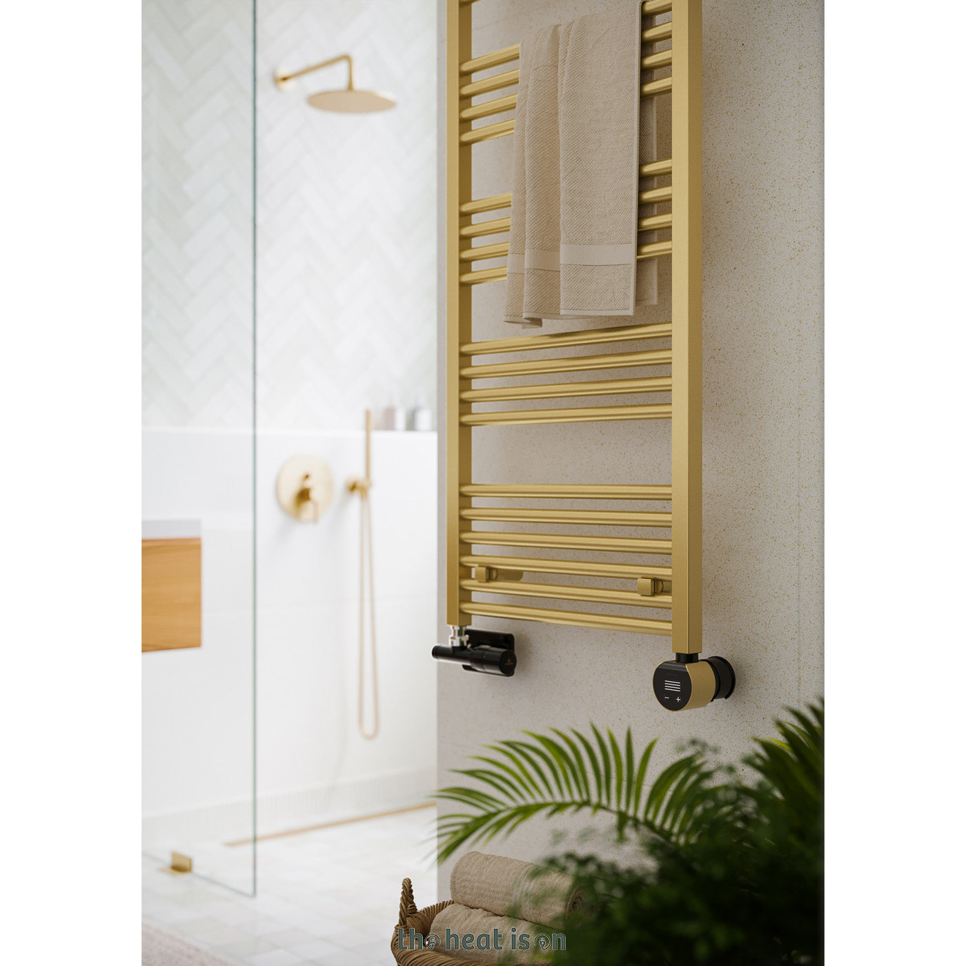 09-terma-fiona-dual-fuel-towel-rail-1380h-x-500wmm-2003-btus-600w-brass-with-unico-dual-fuel-valve-in-soft-black-veo-black-brass-wi-fi-element-30-60oc