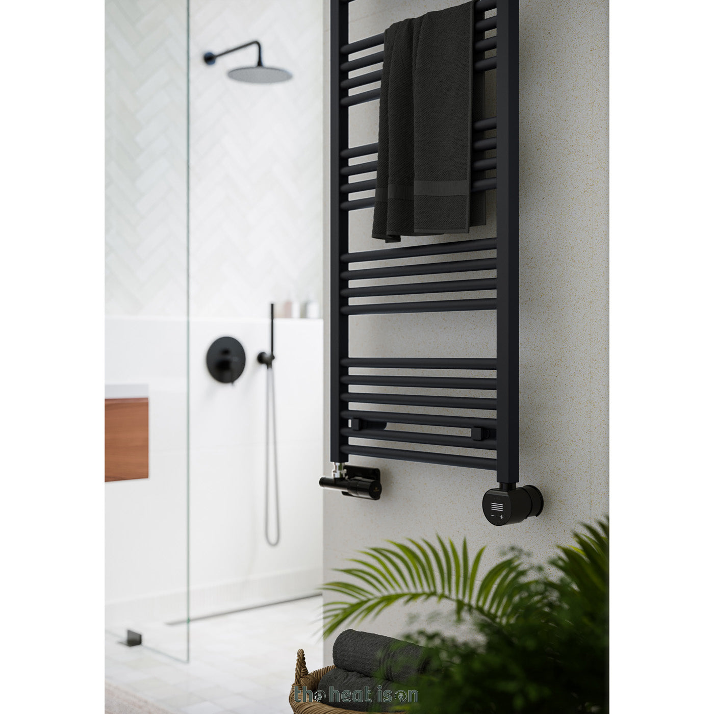 09-terma-fiona-dual-fuel-towel-rail-1380h-x-500wmm-2003-btus-600w-matt-black-ral-9005-with-unico-dual-fuel-valve-in-soft-black-veo-black-black-wi-fi-element-30-60oc