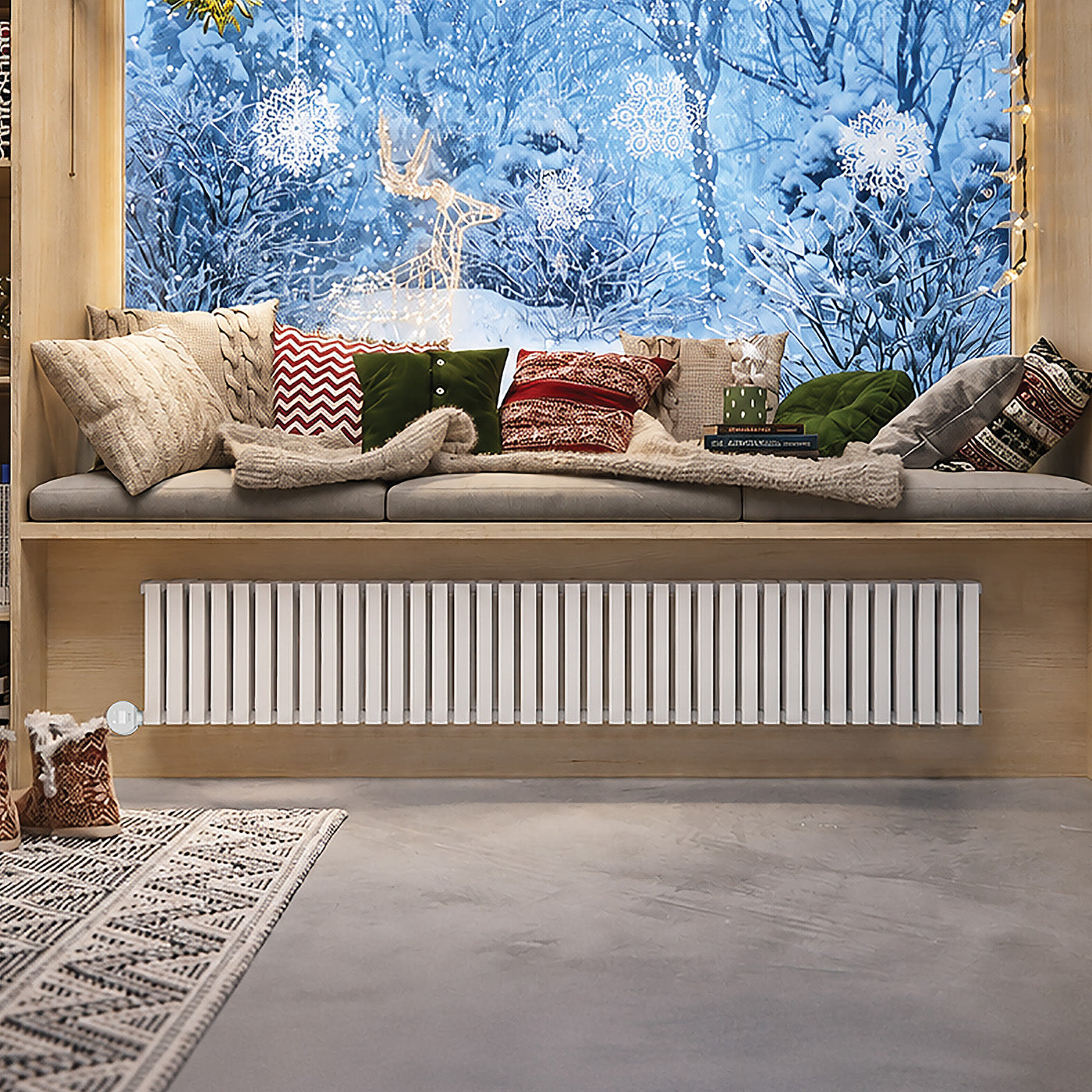 Terma NEMO E, 300h x 1725w(mm), 1.0 Kw Electric Radiator, RAL 9016 Matt White (wi-fi controlled with VEO Element, 15-28 oC)