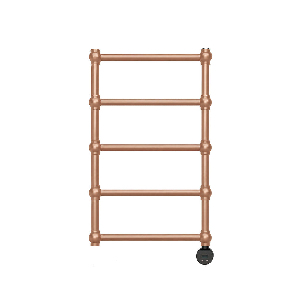 Terma RETRO E, 800h x 504w(mm), 200w Oil Filled Electric Towel Rail,  Bright Copper  with VEO Heating Element (30x Wi-Fi/manual control settings (15 to 30¡c room temp.), 7 day timer/2 hour drying func., with UK Plug