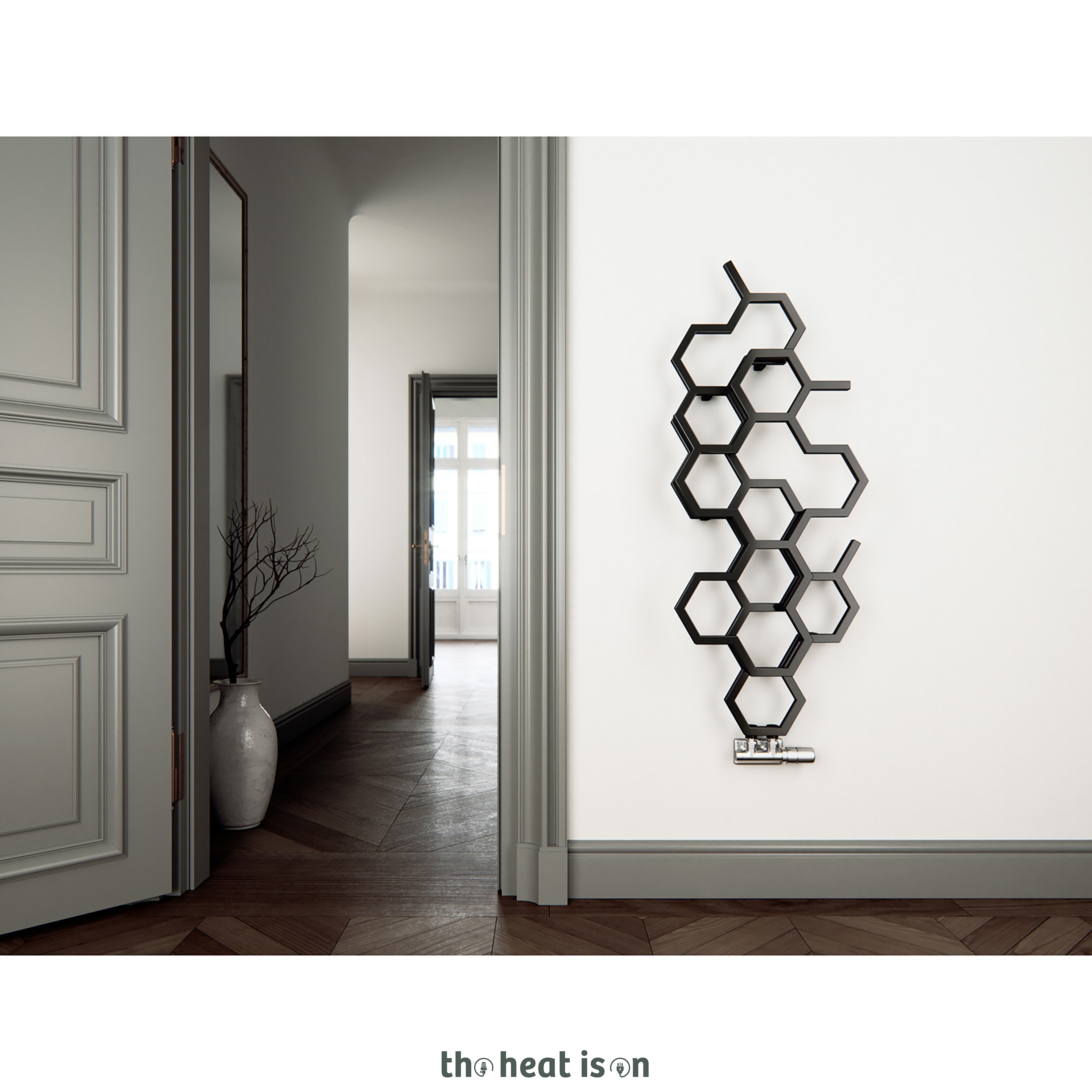 Terma HEX, 1220h x 486w(mm), 1180 BTUs Designer Radiator, Soft 9005 (Matt Black)
