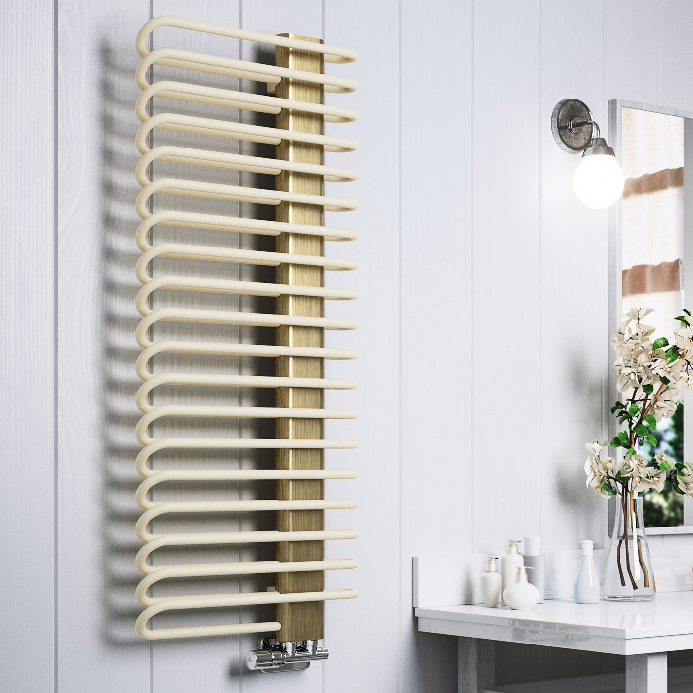 09_Terma-MICHELLE_-1200h-x-500w_mm_-2459-BTUs-Heated-Towel-Rail_-Matt-Cream-_Bars_-_-Brushed-Brass-_Masking